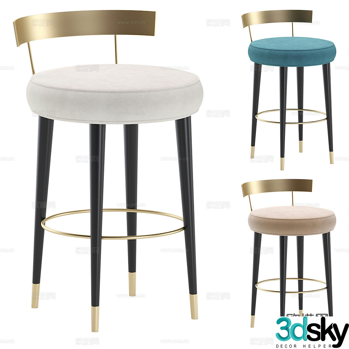 Modern light luxury bar chair 3D model