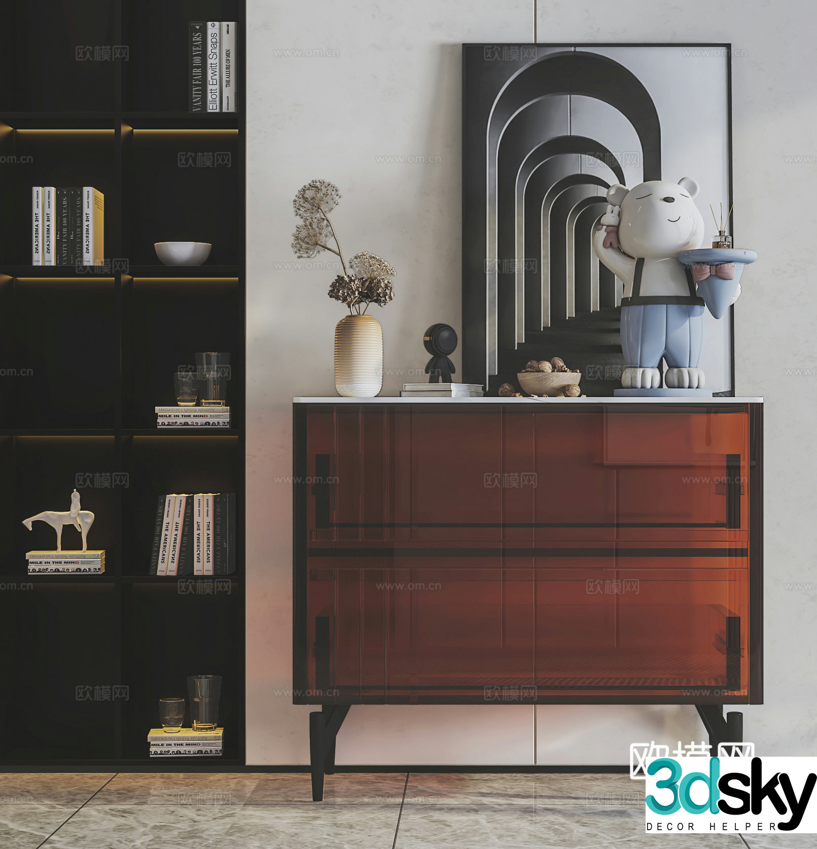 Modern acrylic side cabinet acrylic porch side cabinet decorative cabinet dining side cabinet decorative ornament decoration 3D model