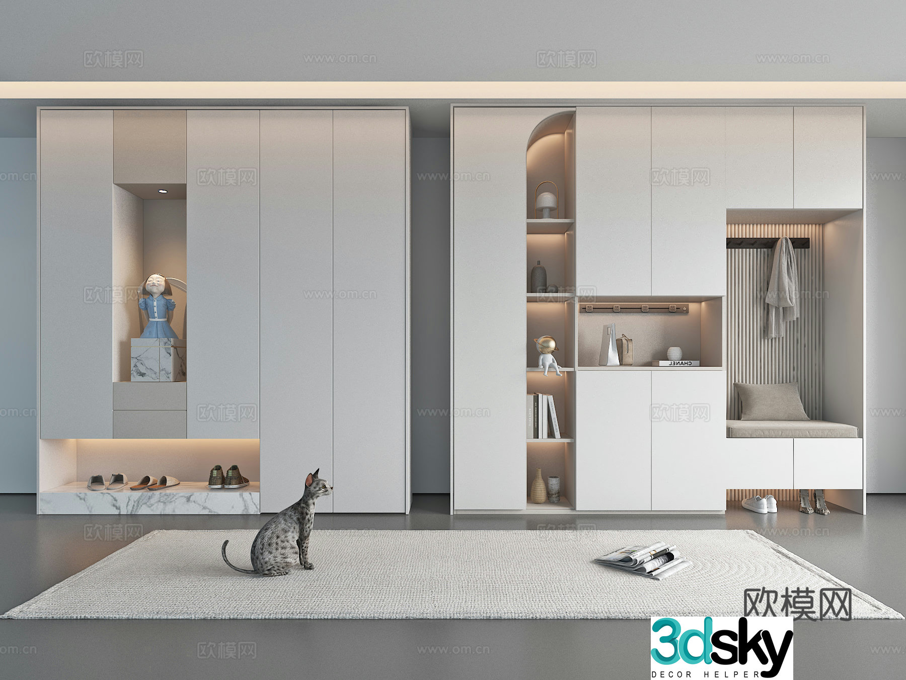Modern partition shoe cabinet porch shoe cabinet 3d model