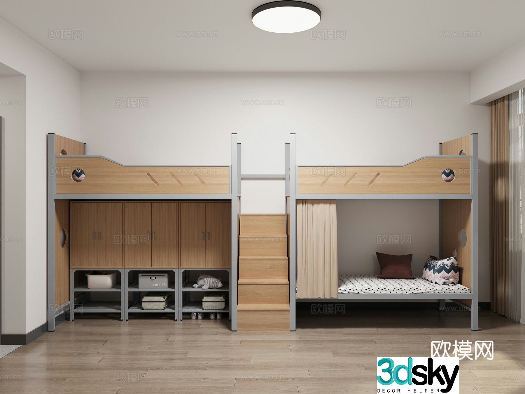 School dormitory goes to bed go to bed desk write office desk company dormitory six -person 3D model