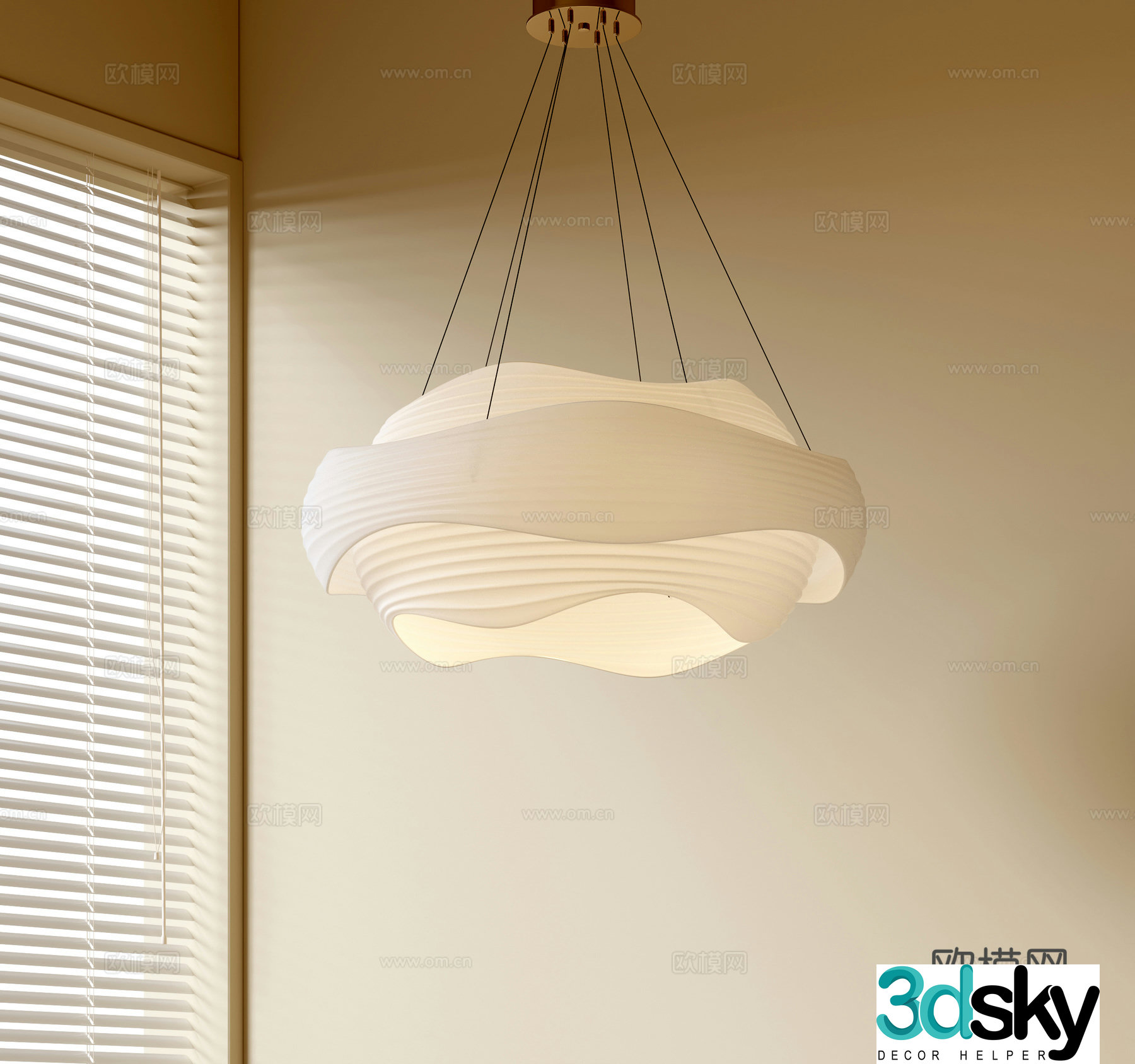 Modern minimalist chandelier cream style chandelier chandelier study lamp combination dining room lamp 3d model
