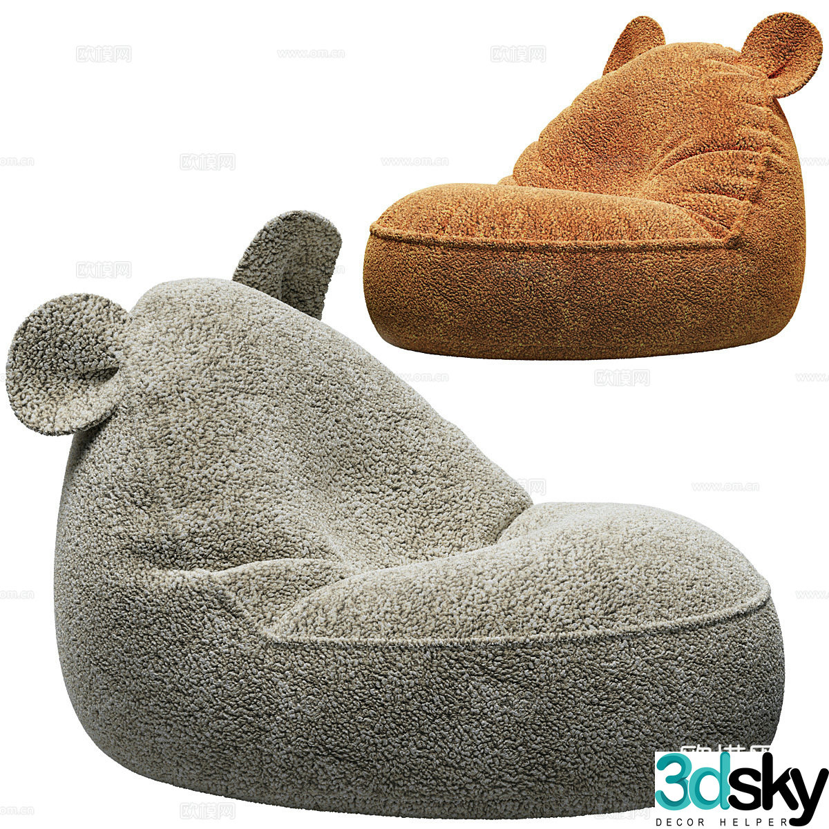 Modern fabric lazy sofa 3d model
