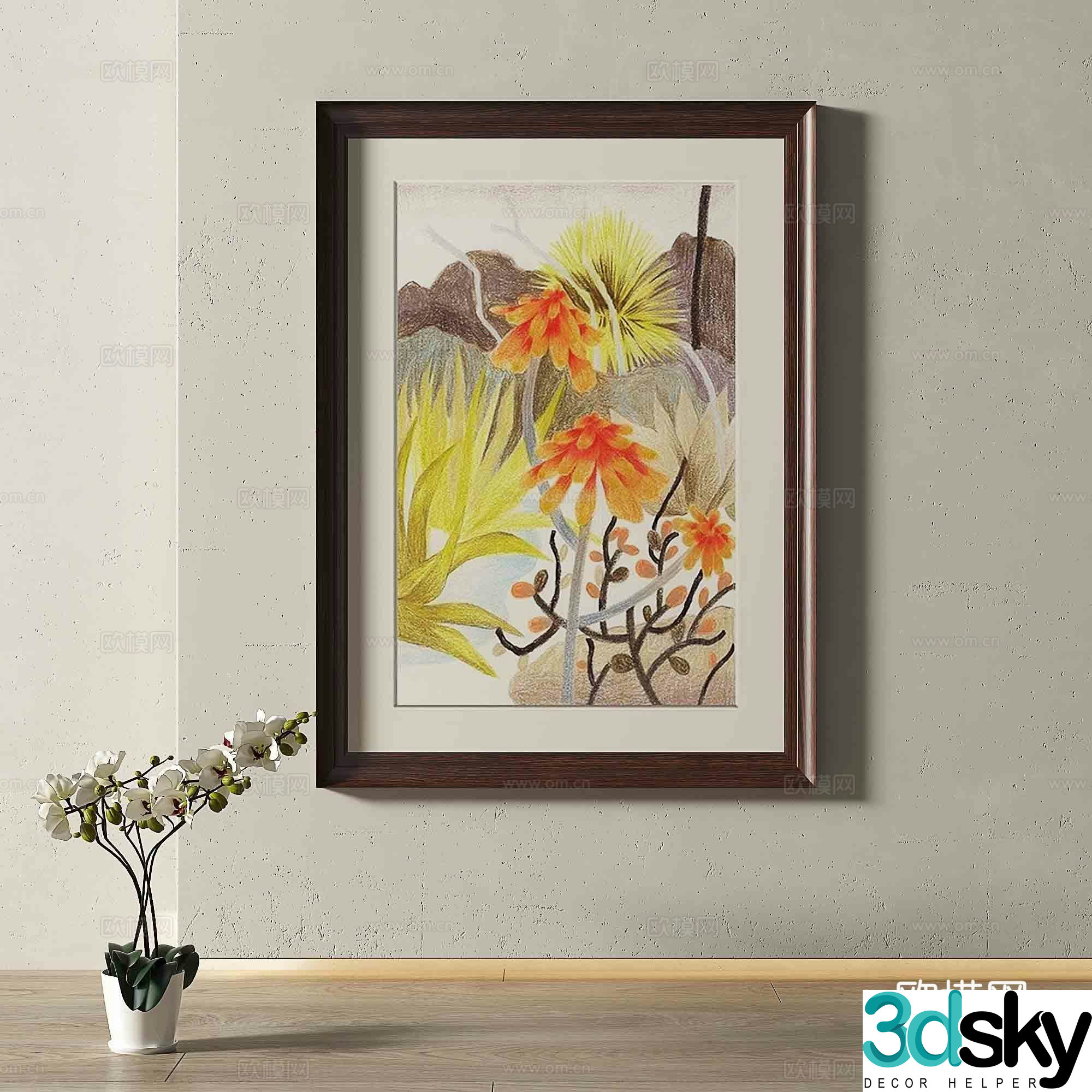 Modern European retro decorative painting 3d model