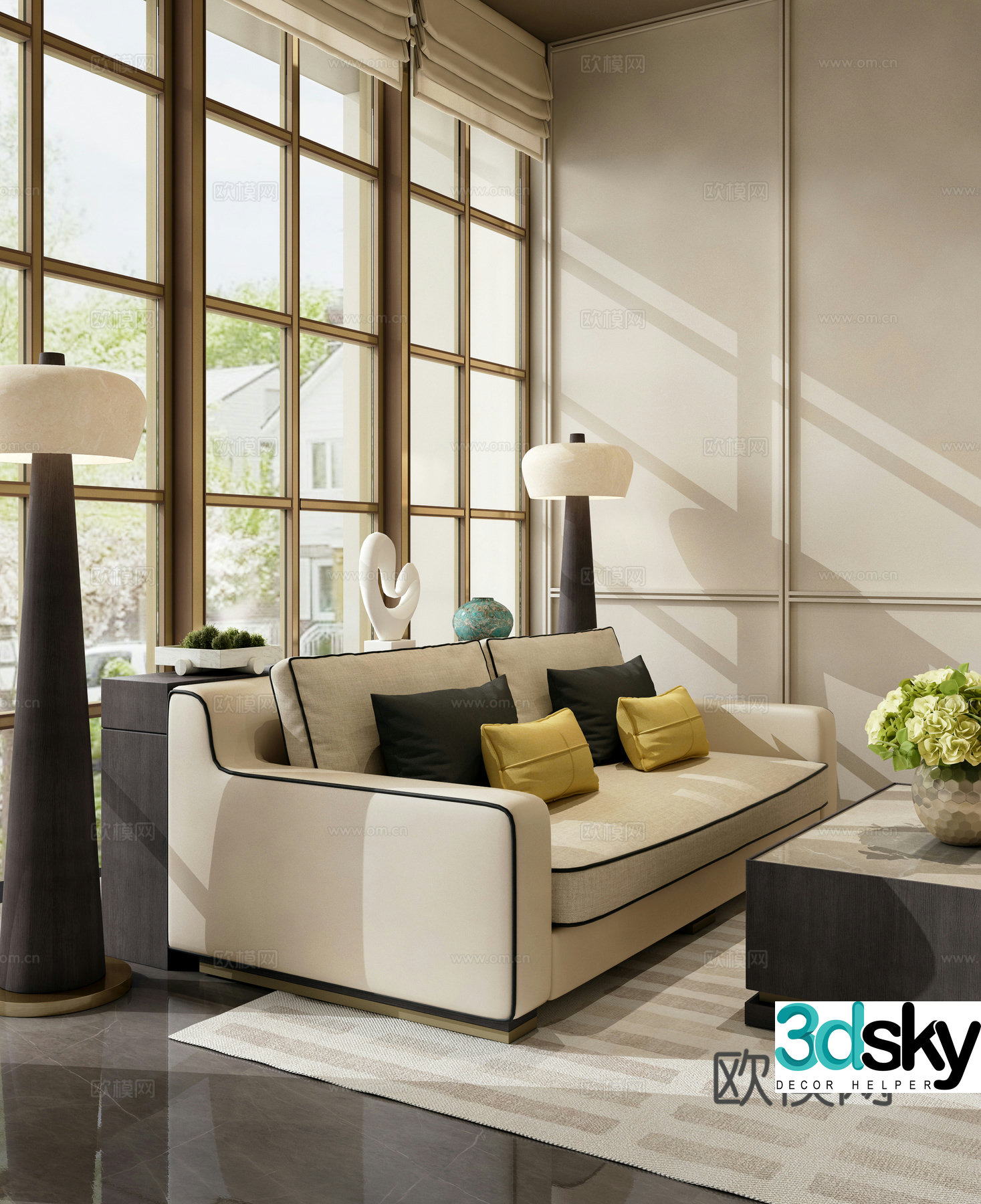 Modern sales office negotiation area rest area reception area sofa coffee table combination 3D model