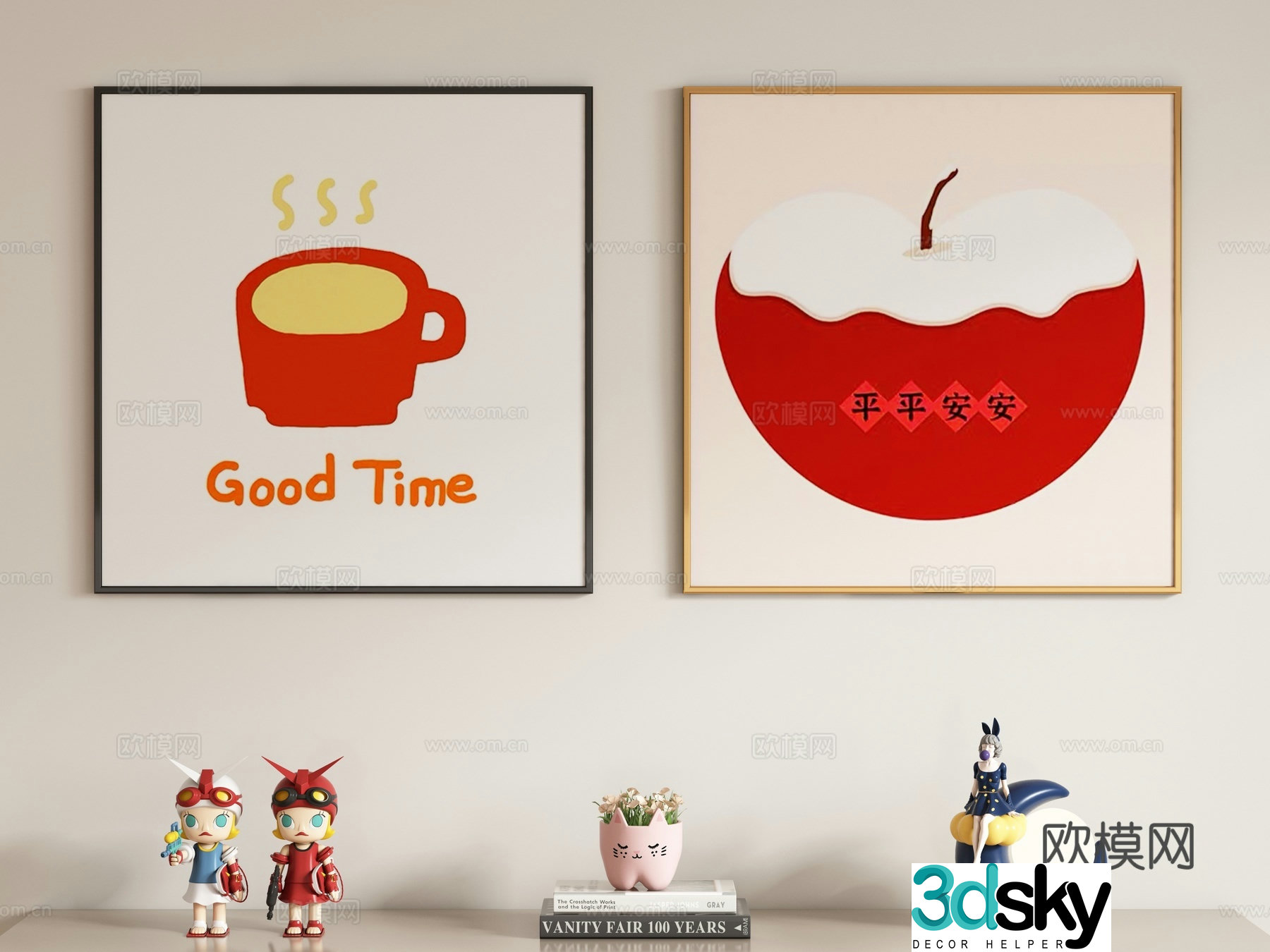 Modern cream style children’s decorative painting hanging painting 3d model