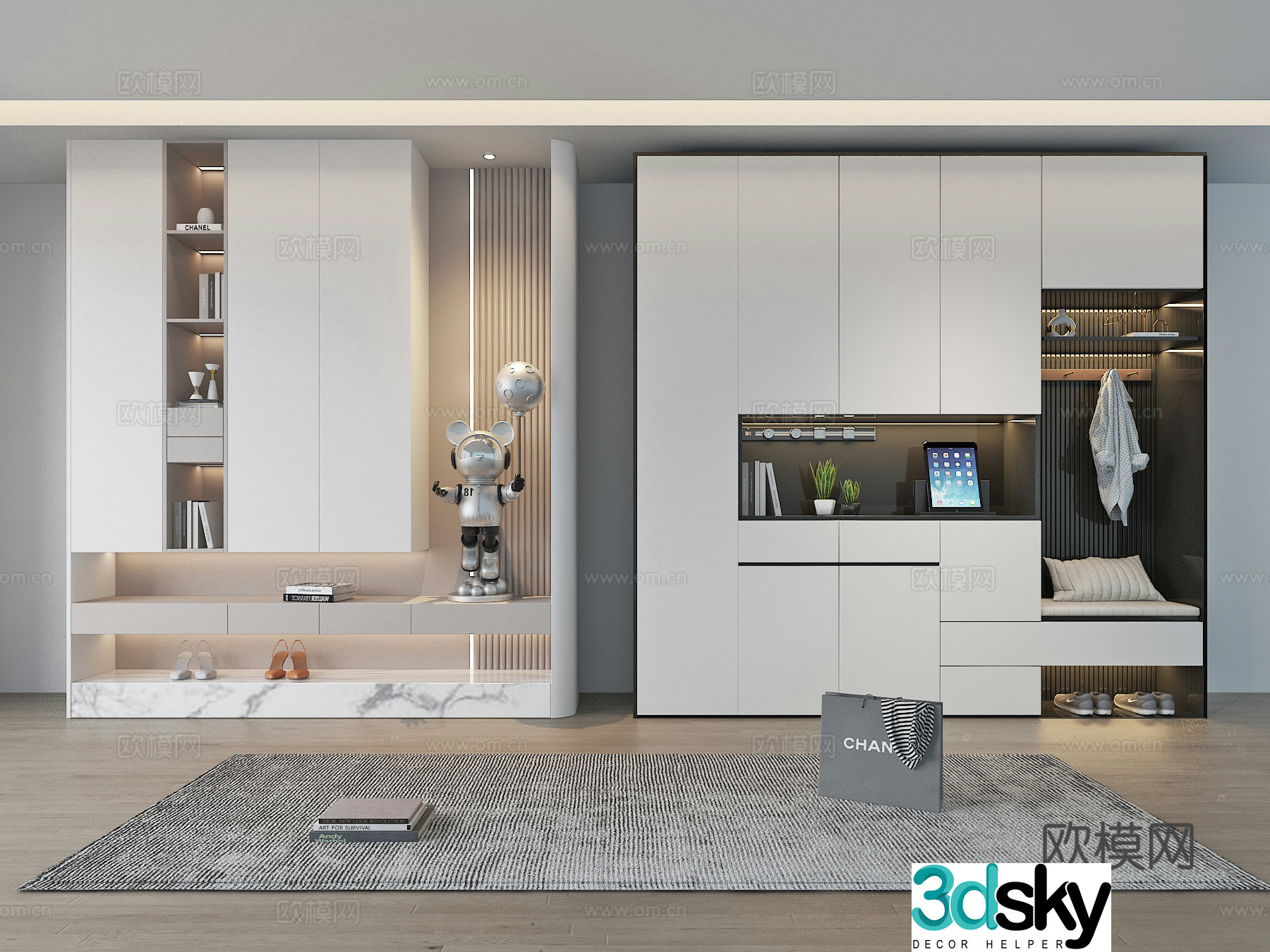 Modern partition shoe cabinet porch shoe cabinet 3d model