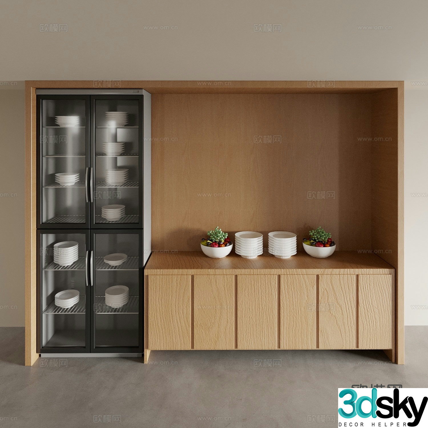 Sideboard Wine Cabinet Cabinet Integrated Kitchen 3D Model