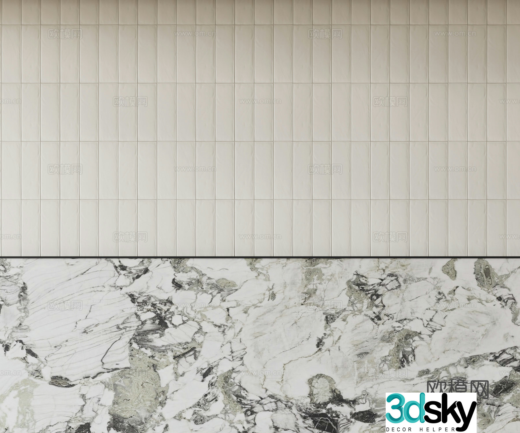 Modern brick white strip brick 3d model