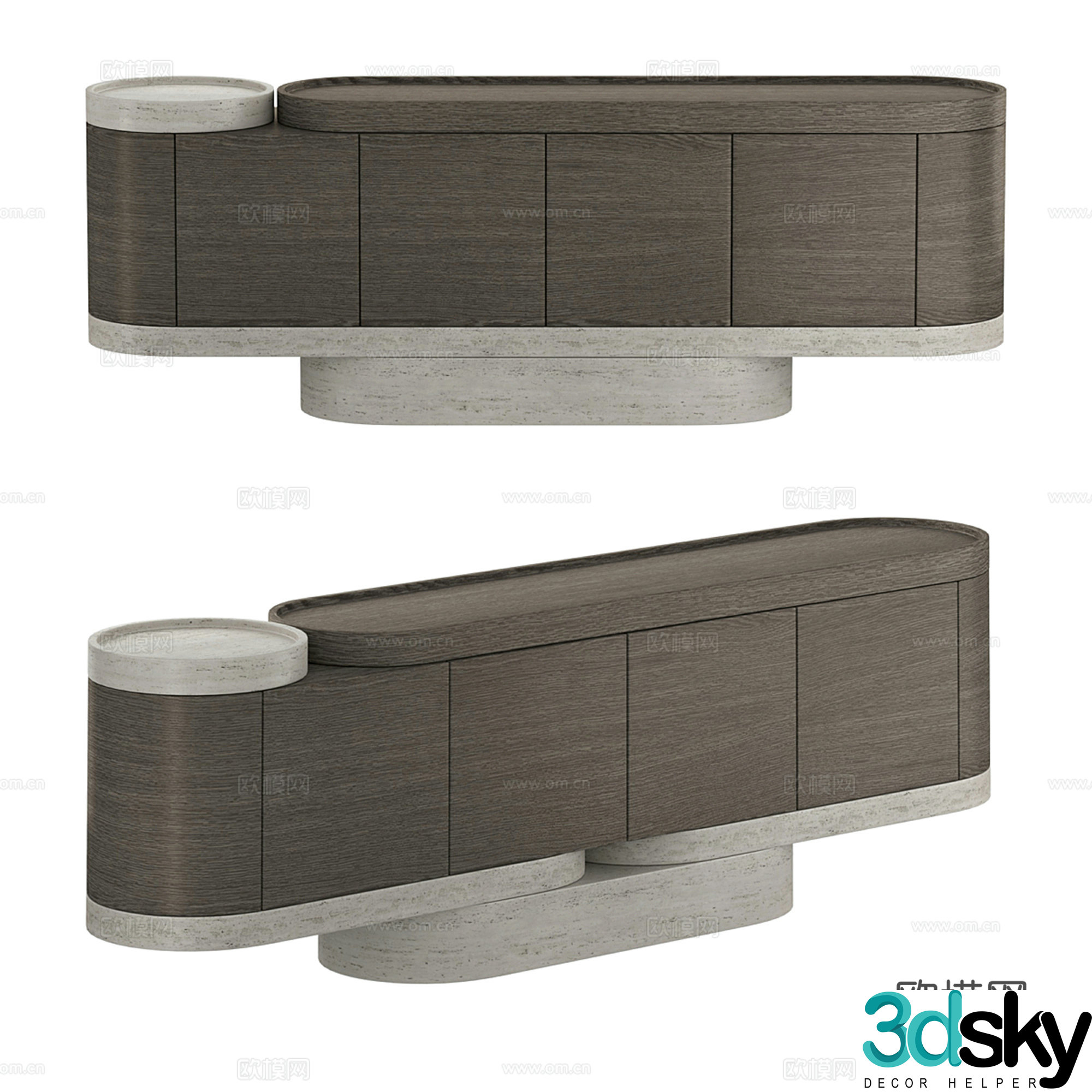 Middle-aged TV cabinet low cabinet side cabinet 3D model