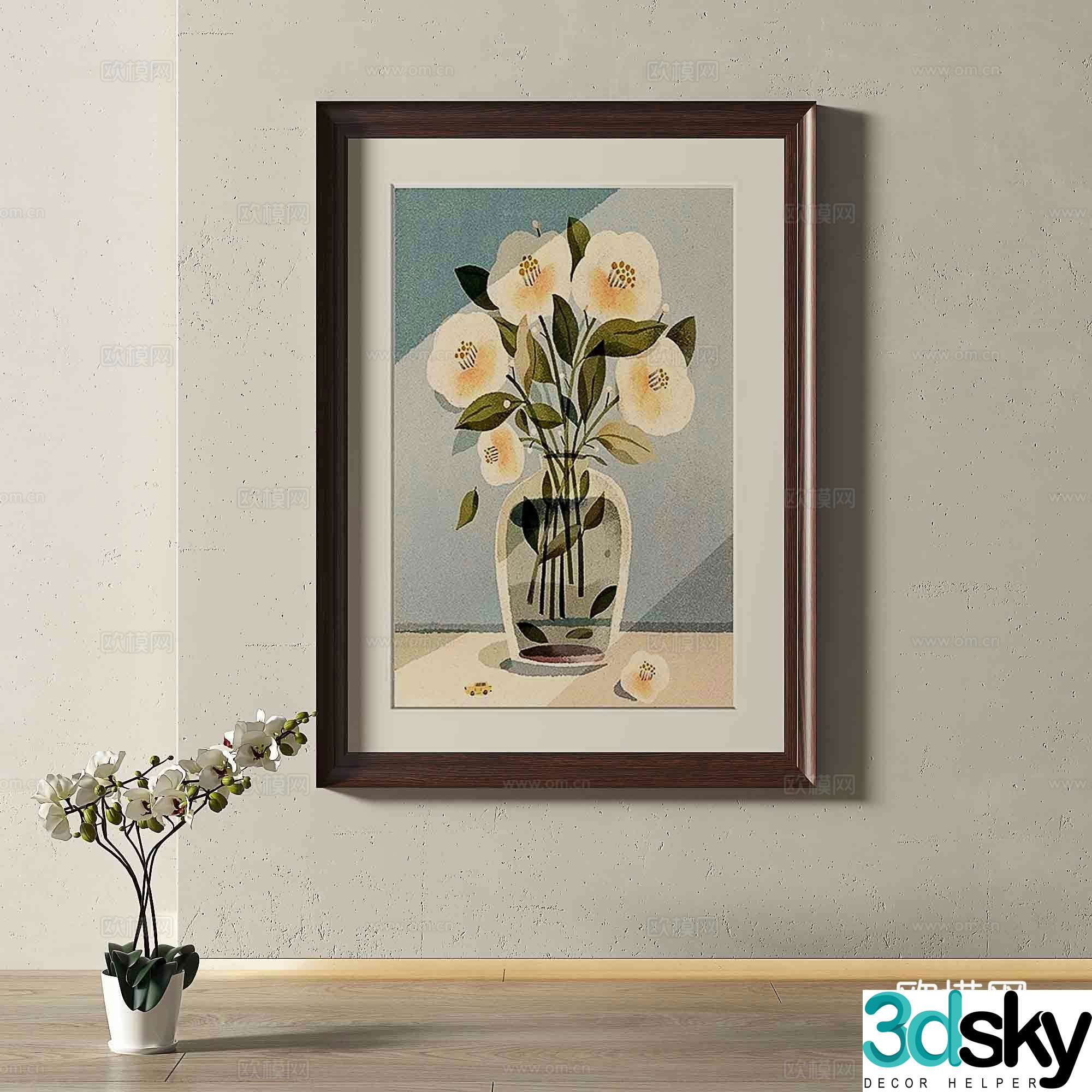 Modern European retro decorative painting 3d model