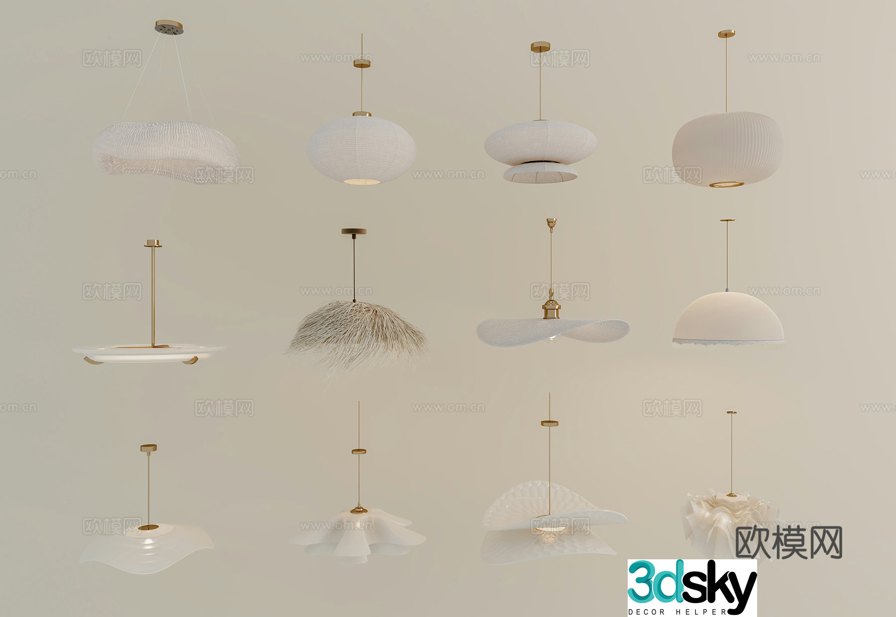 Modern cream wind chandelier silent wind chandelier lantern chandelier decoration chandelier 3D model