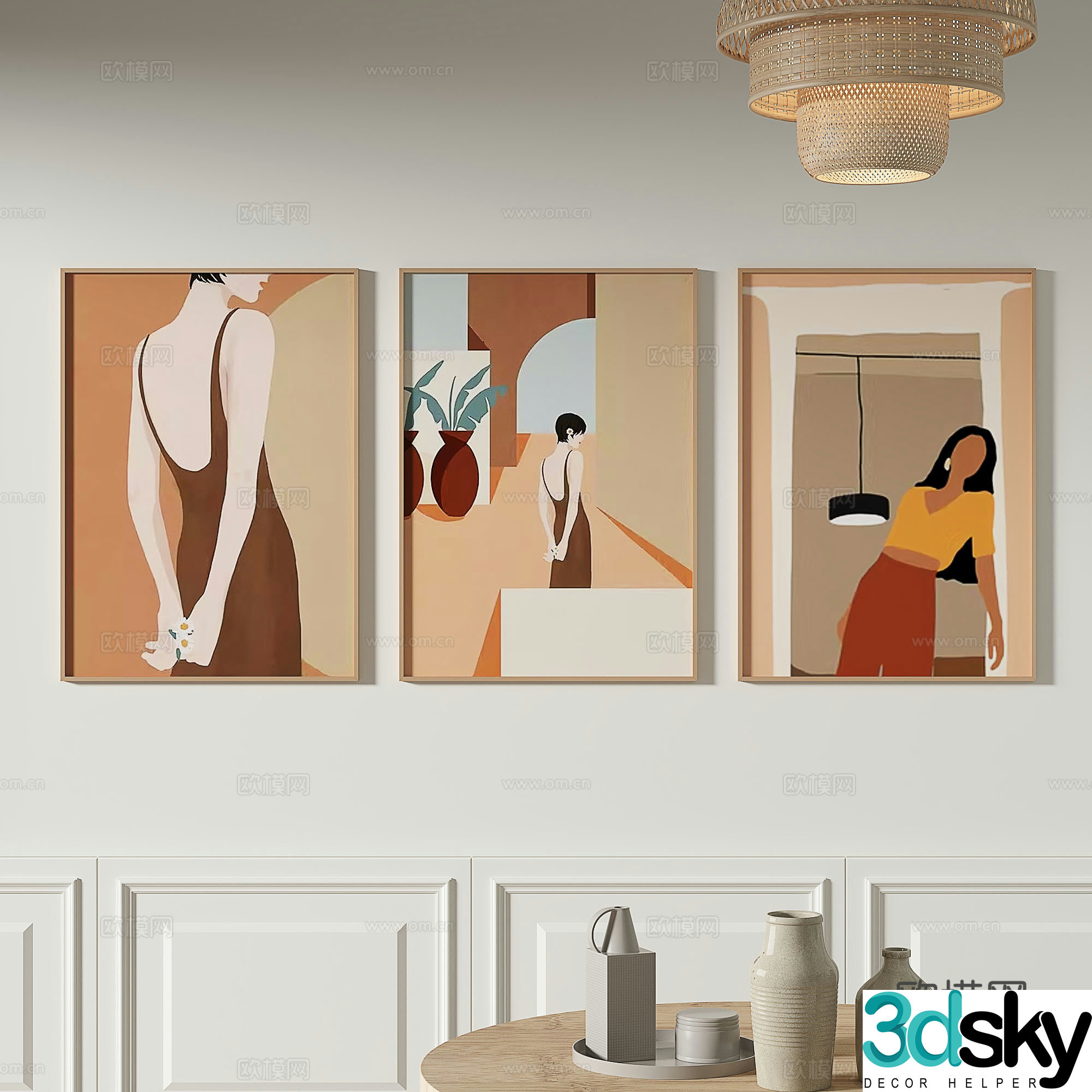 Modern minimalist abstract decorative painting 3d model