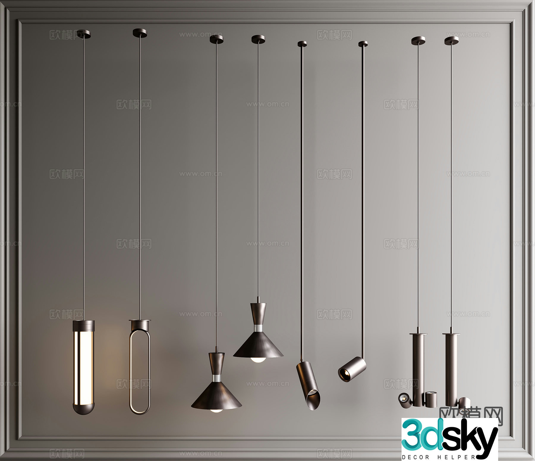Modern Italian light luxury chandelier 3D model