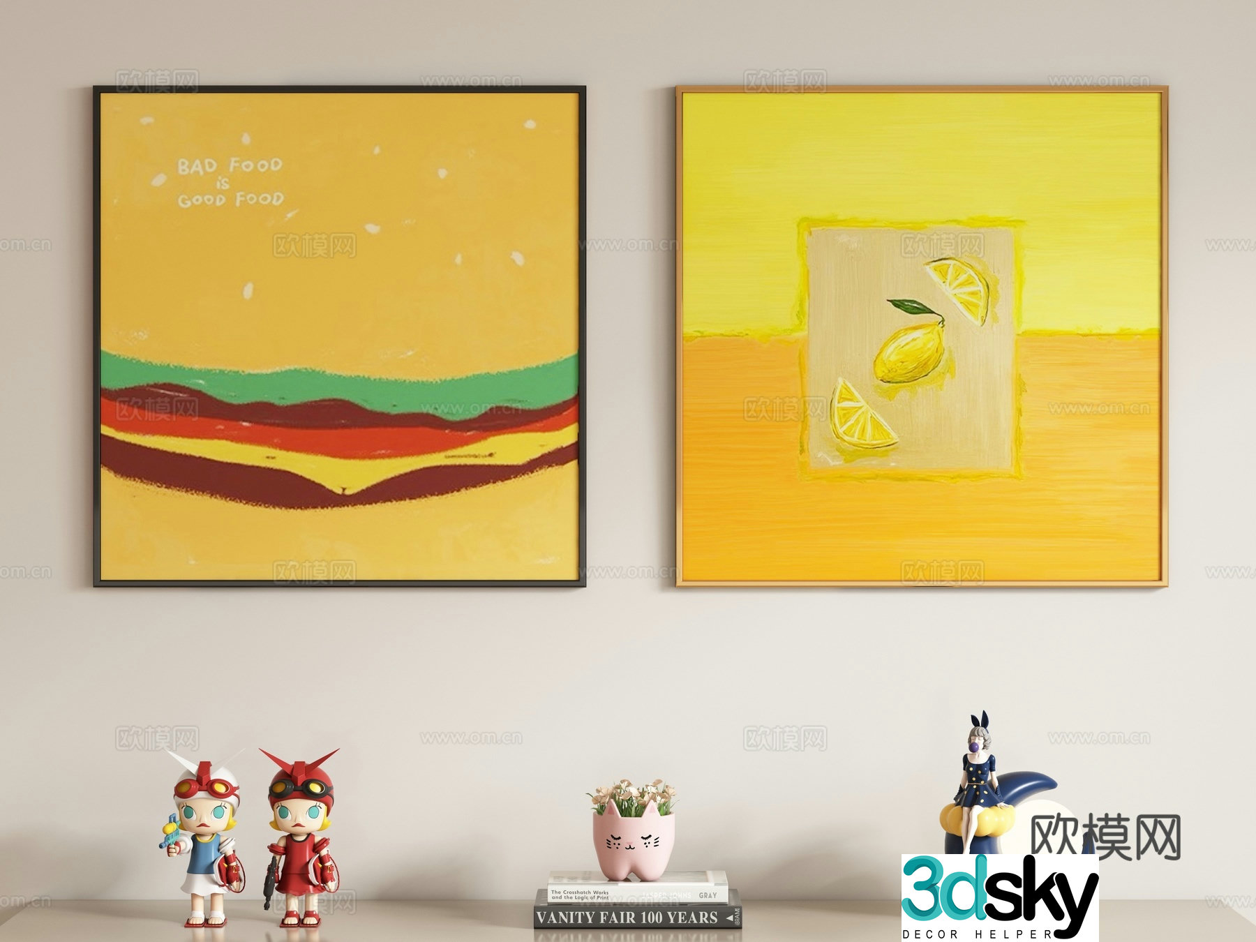 Creamy style children’s decorative painting hanging painting 3d model
