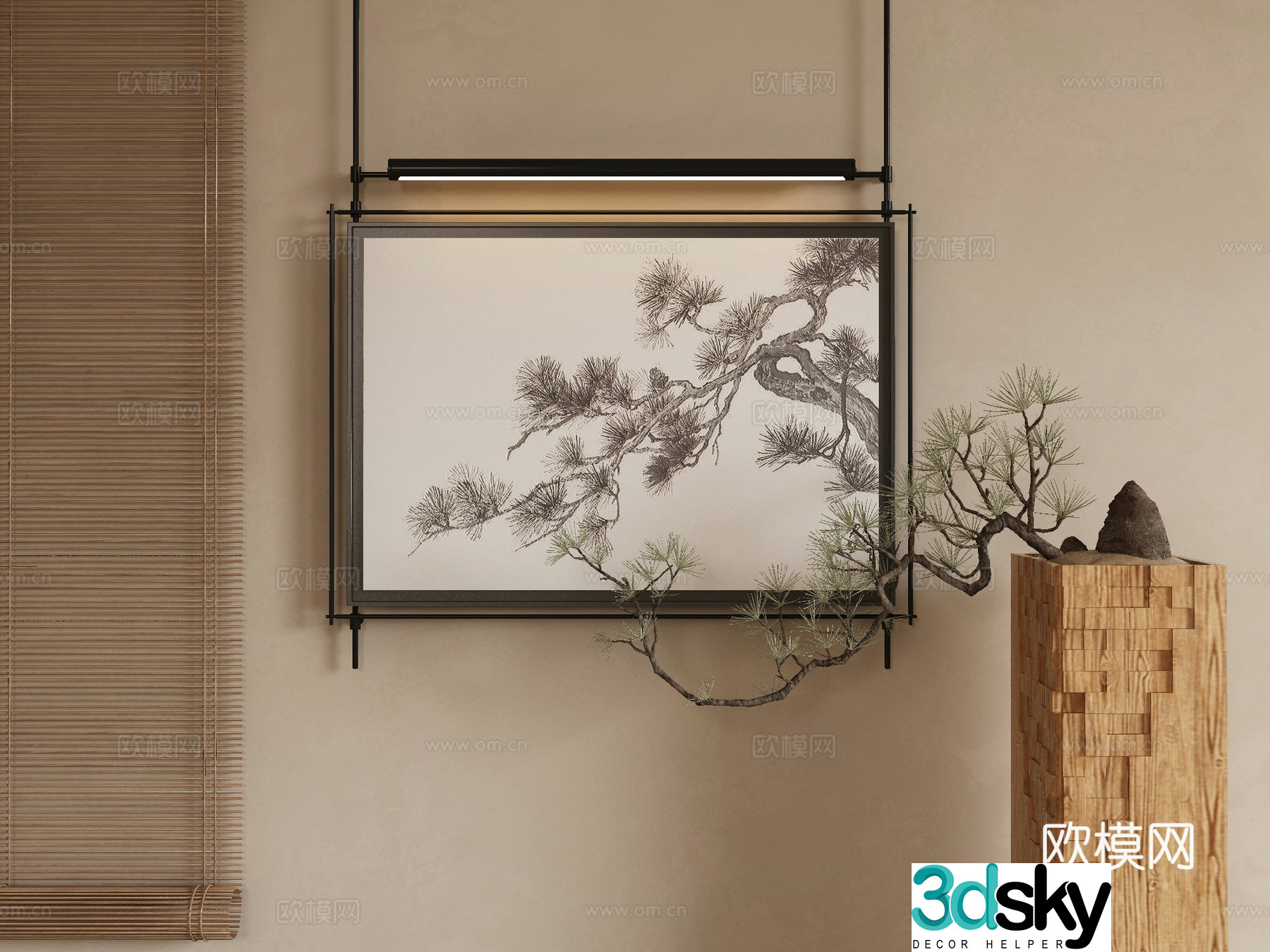 New Chinese style decorative painting 3D model