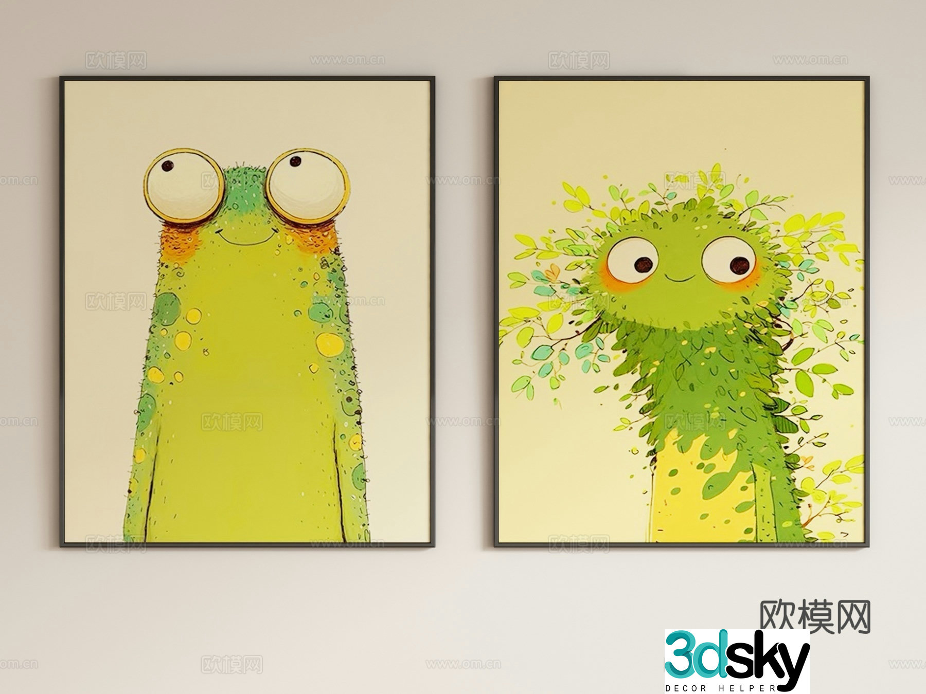 Modern cream style children’s decorative painting hanging painting 3d model
