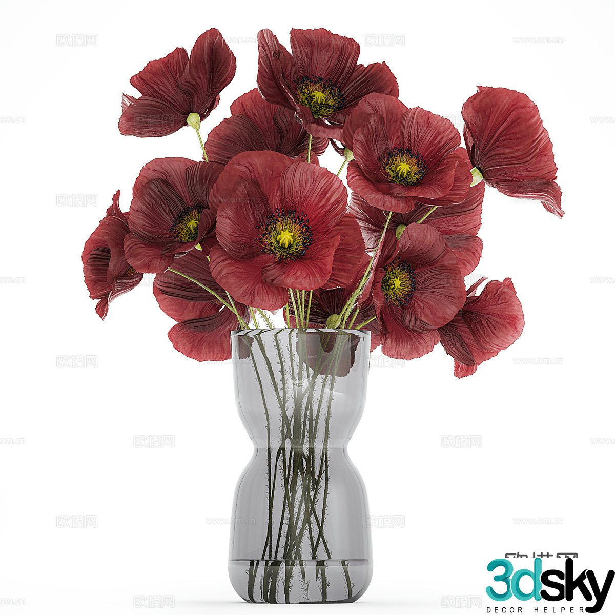 New Chinese vase flower art dry branch 3D model