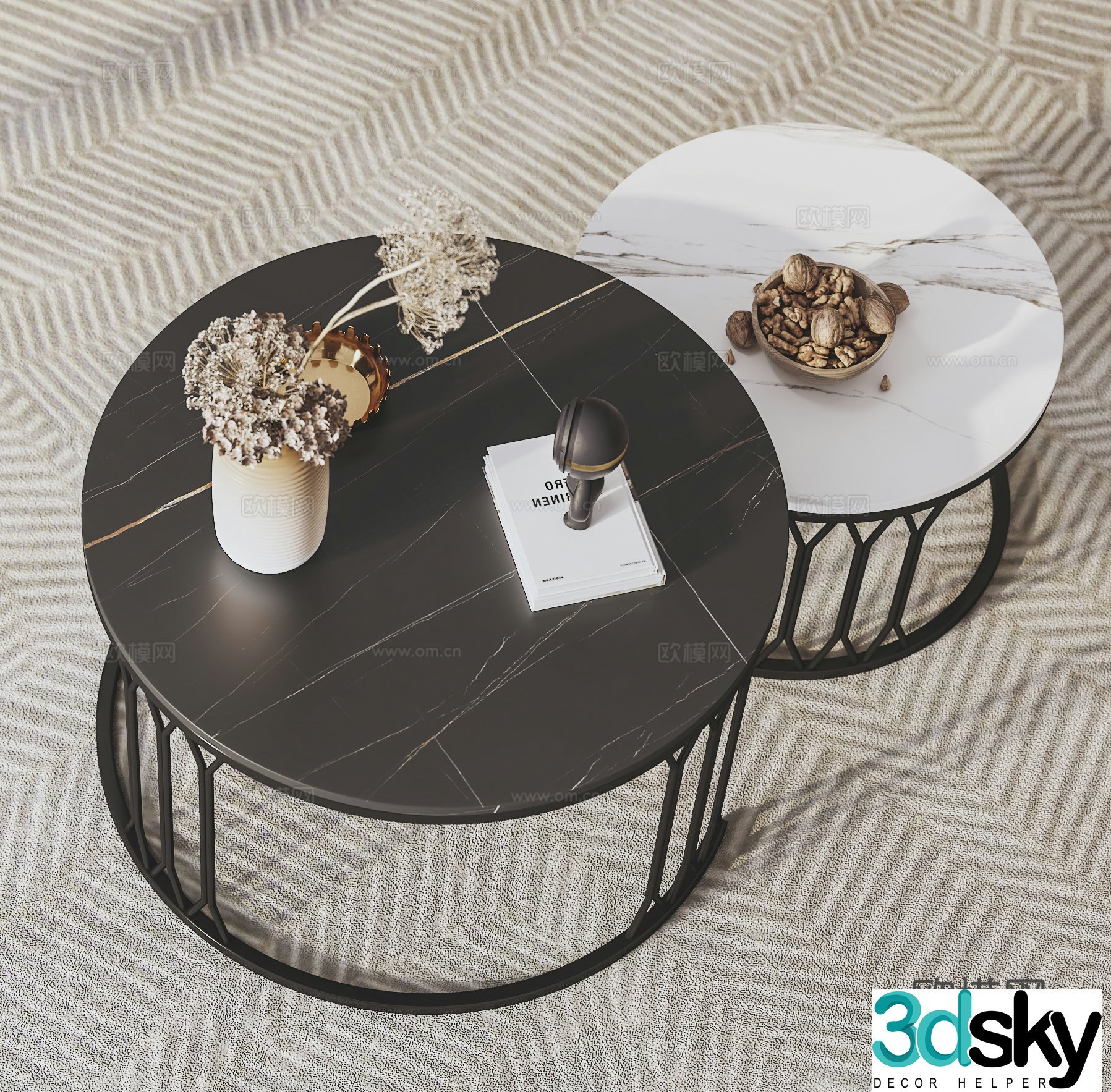 Modern round coffee table Minimalist coffee table Wrought art coffee table Nordic coffee table Nut decoration ornament 3D model