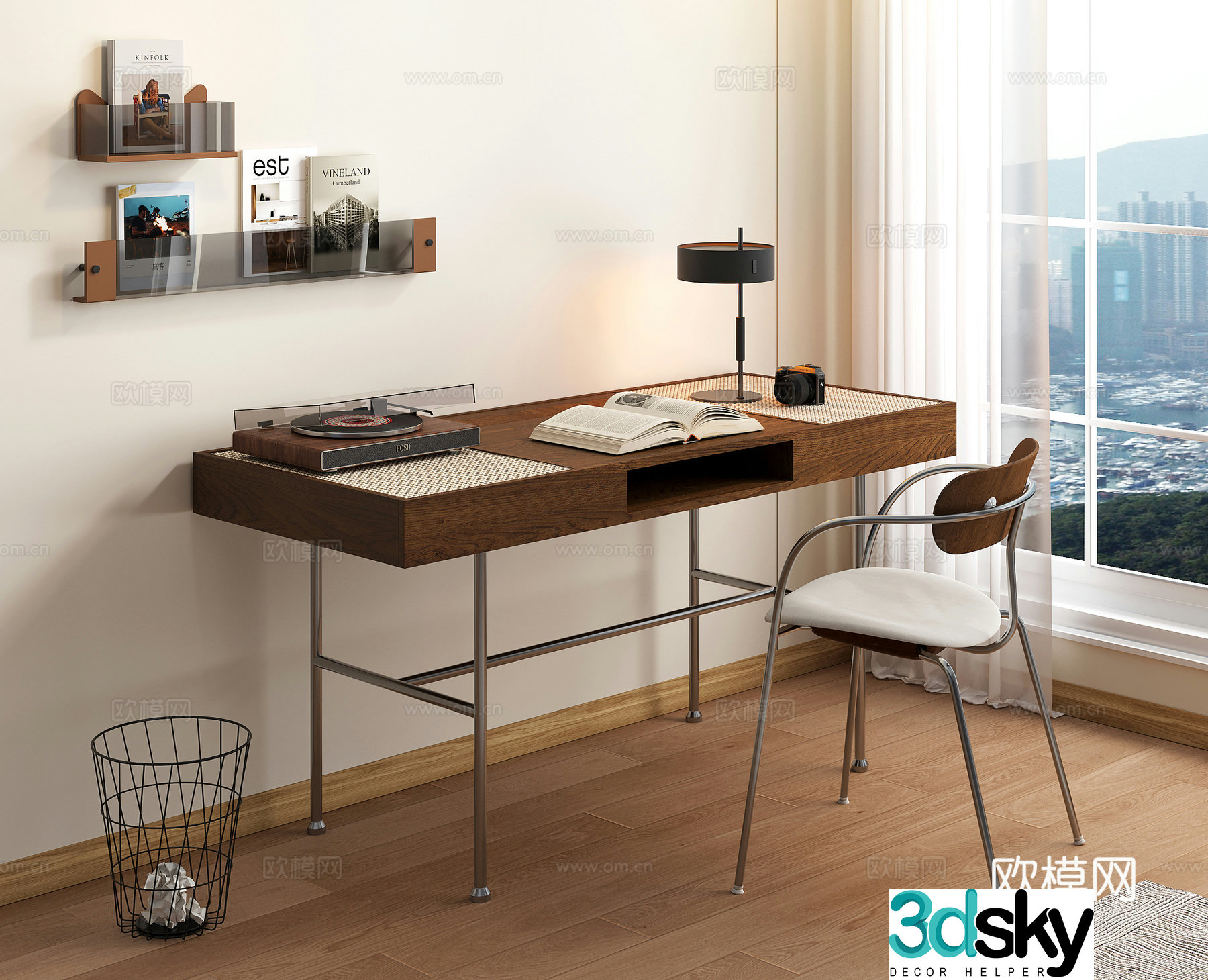 Modern desk and chair 3d model
