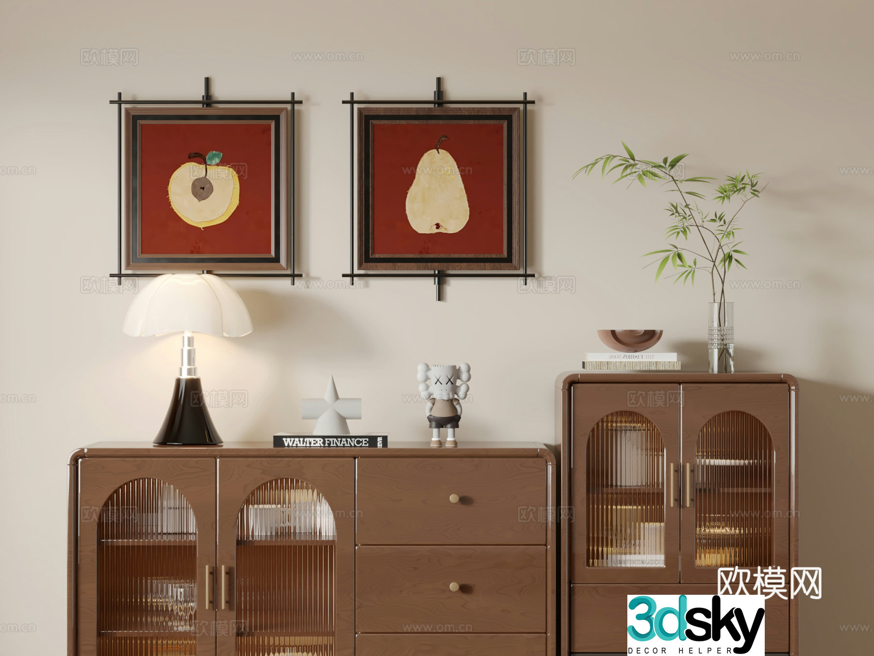 American retro hanging painting combination 3D model