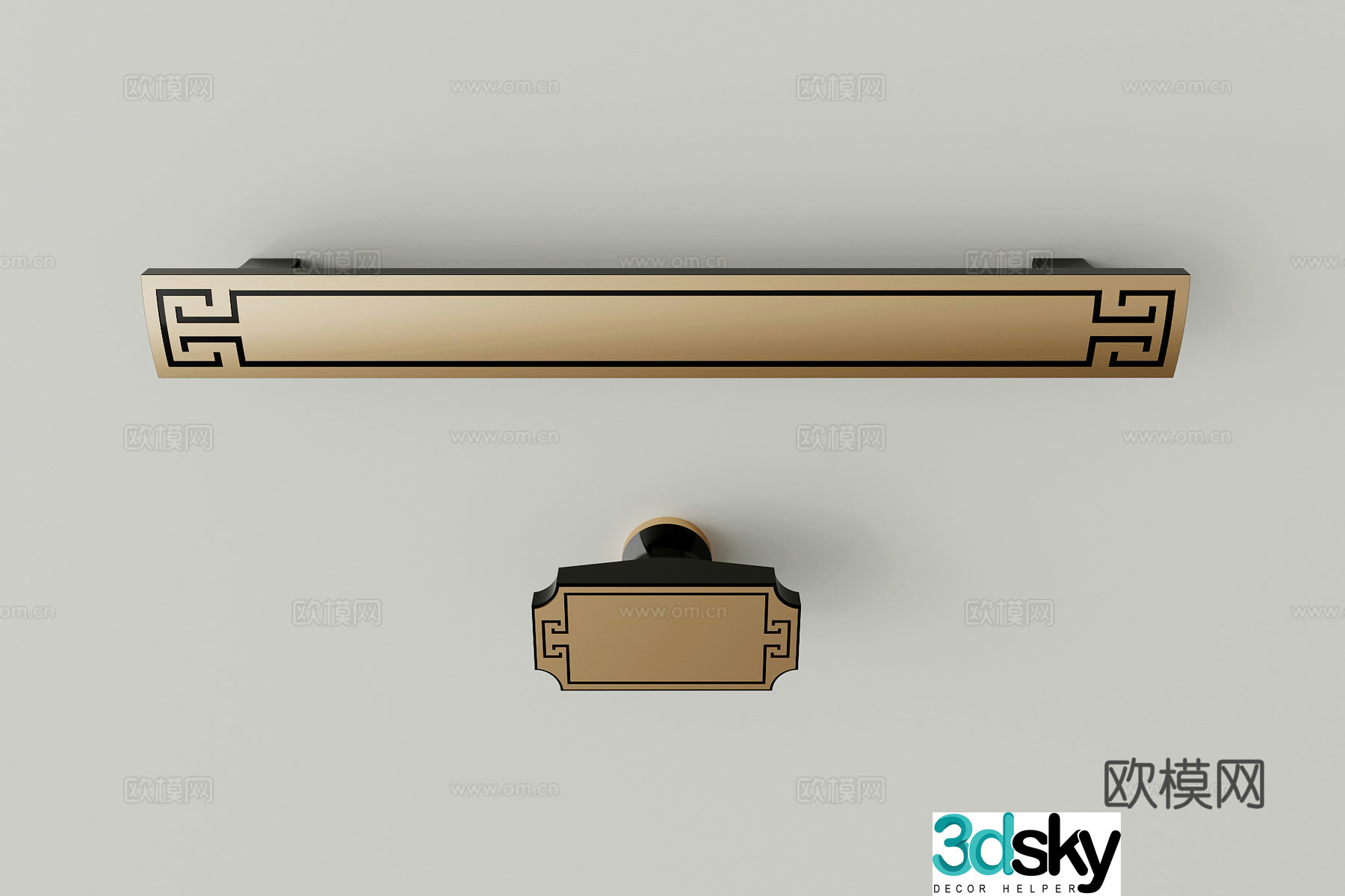 Chinese cabinet door handle 3D model