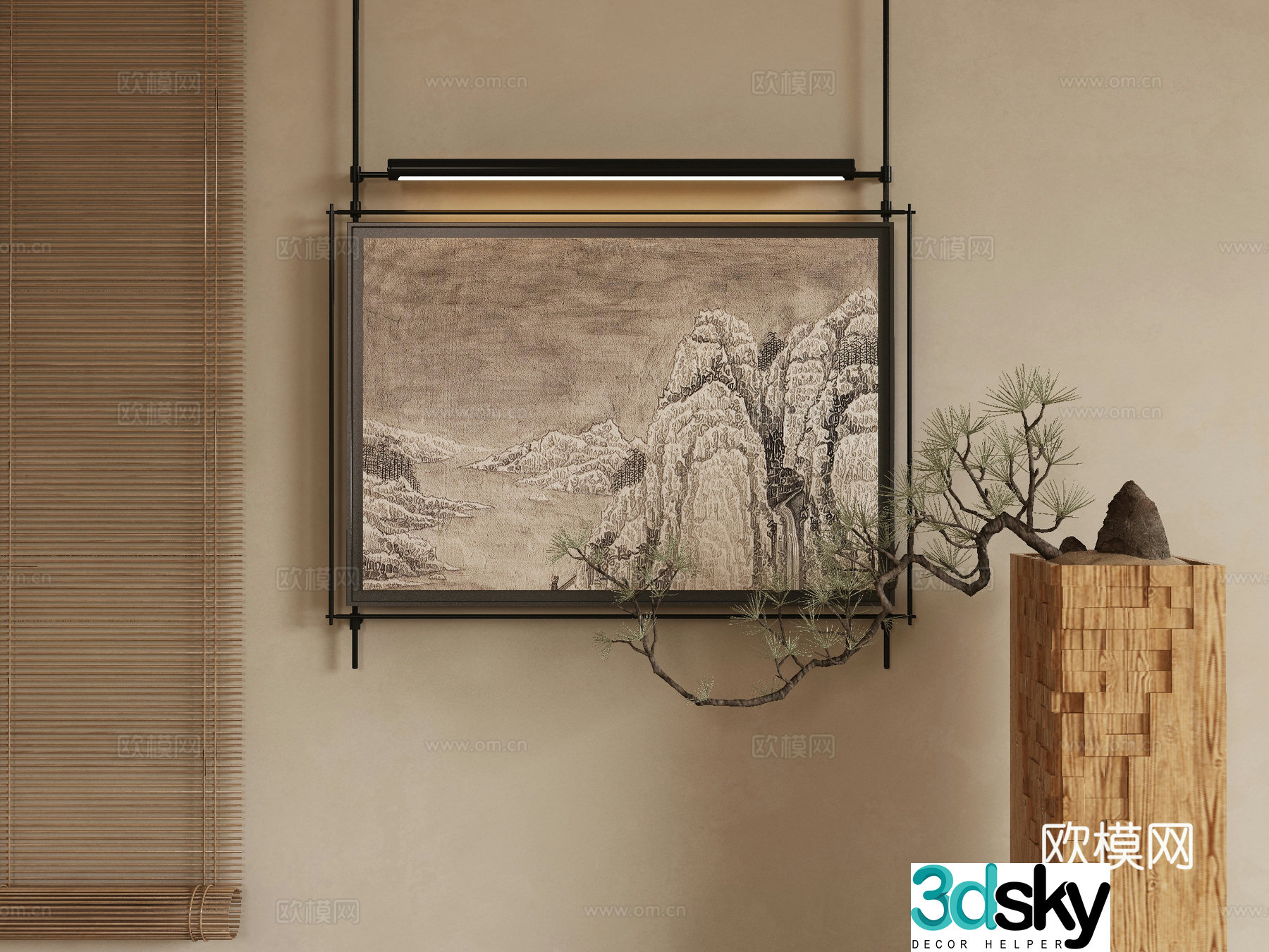 New Chinese style decorative painting 3D model