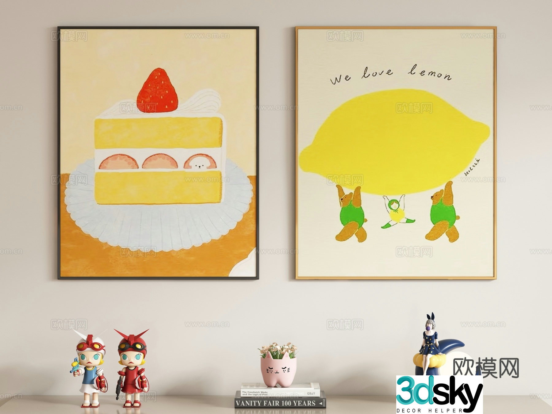 Creamy style children’s decorative painting hanging painting 3d model