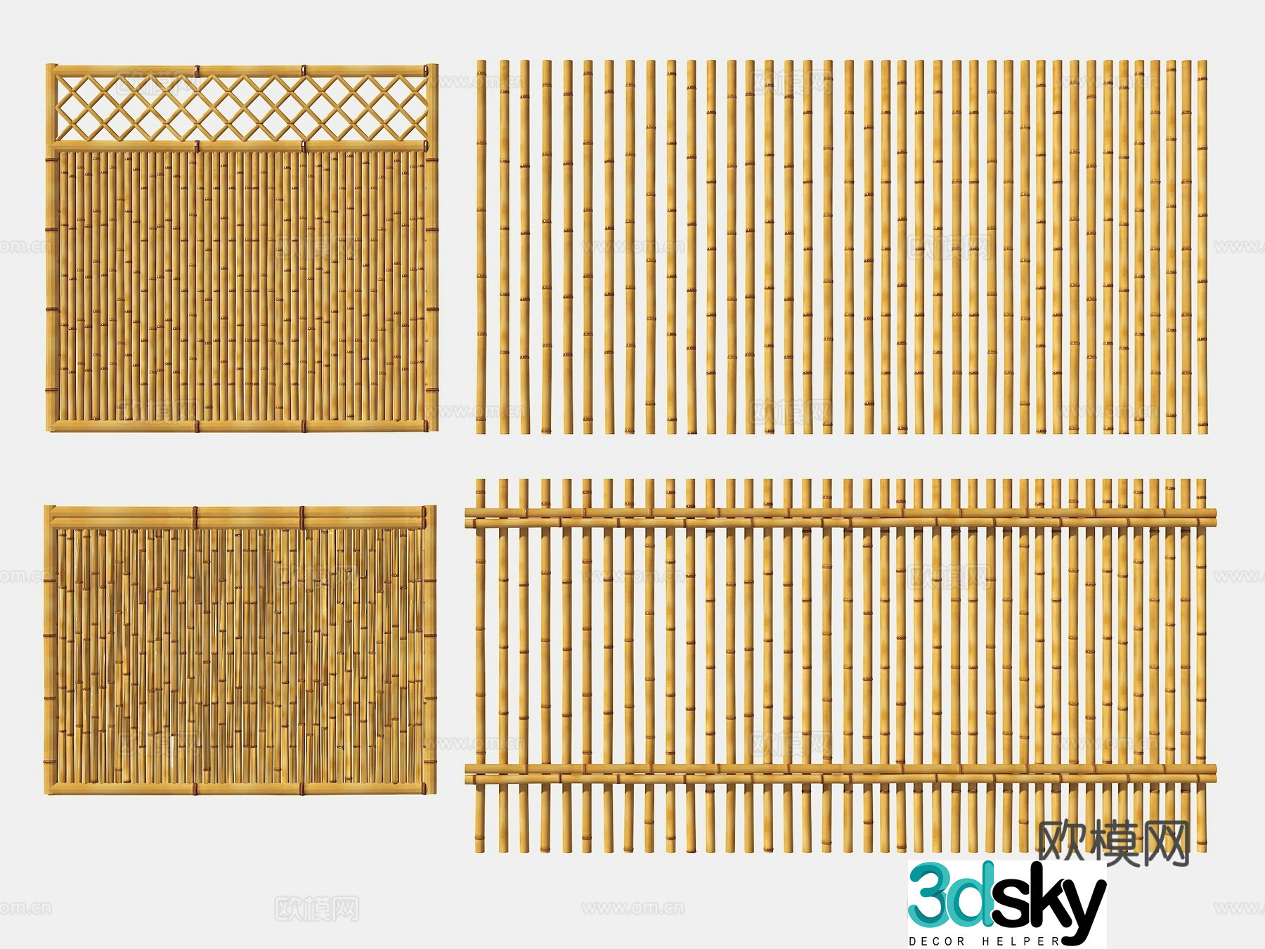 Chinese style bamboo fence bamboo fence partition courtyard wall modern bamboo fence bamboo fence 3d model