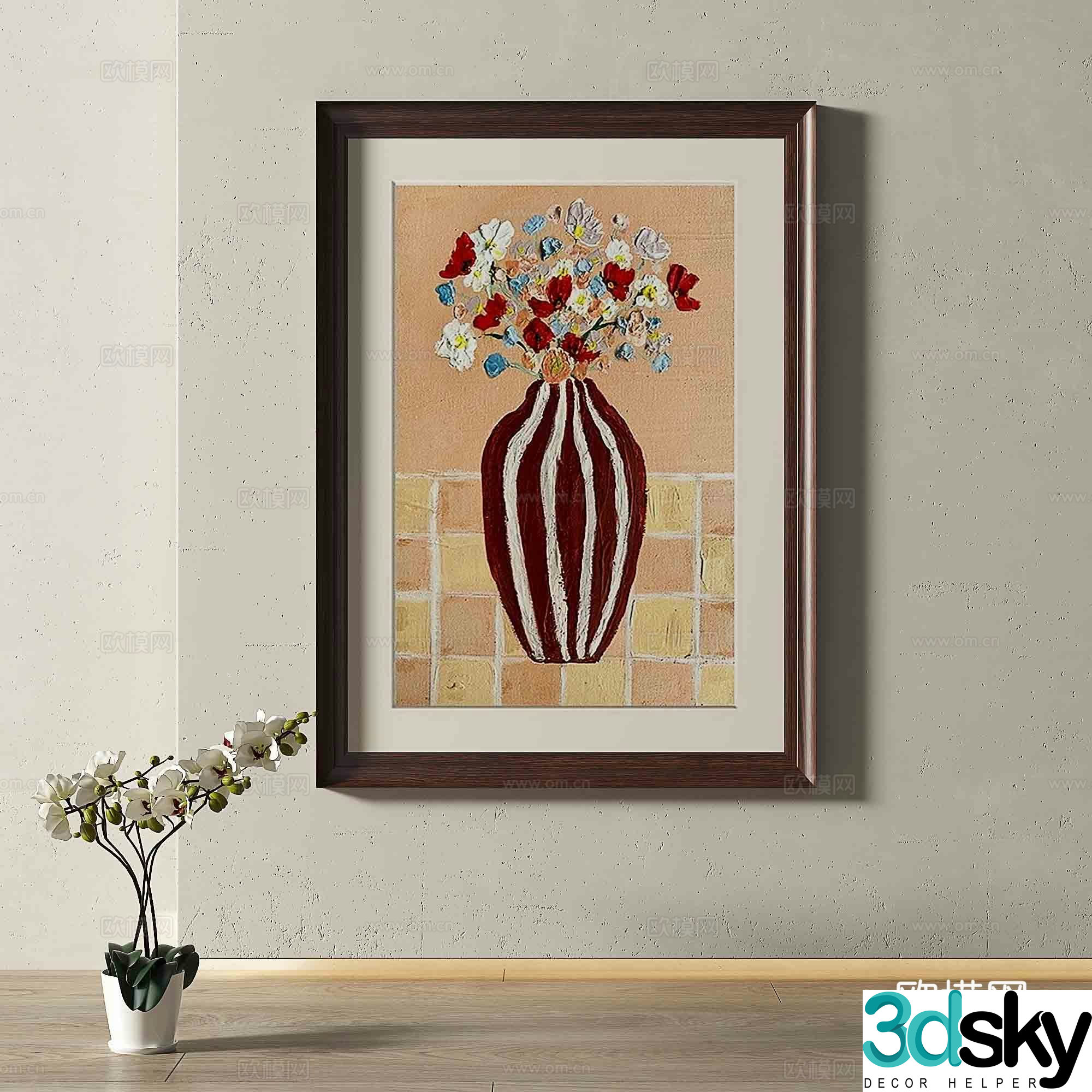 Modern European retro decorative painting 3d model