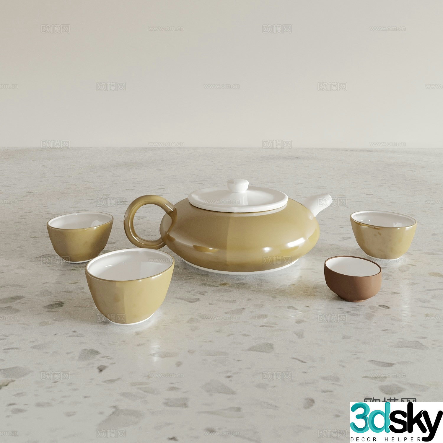 Tea set Tea cup Teapot 3d model