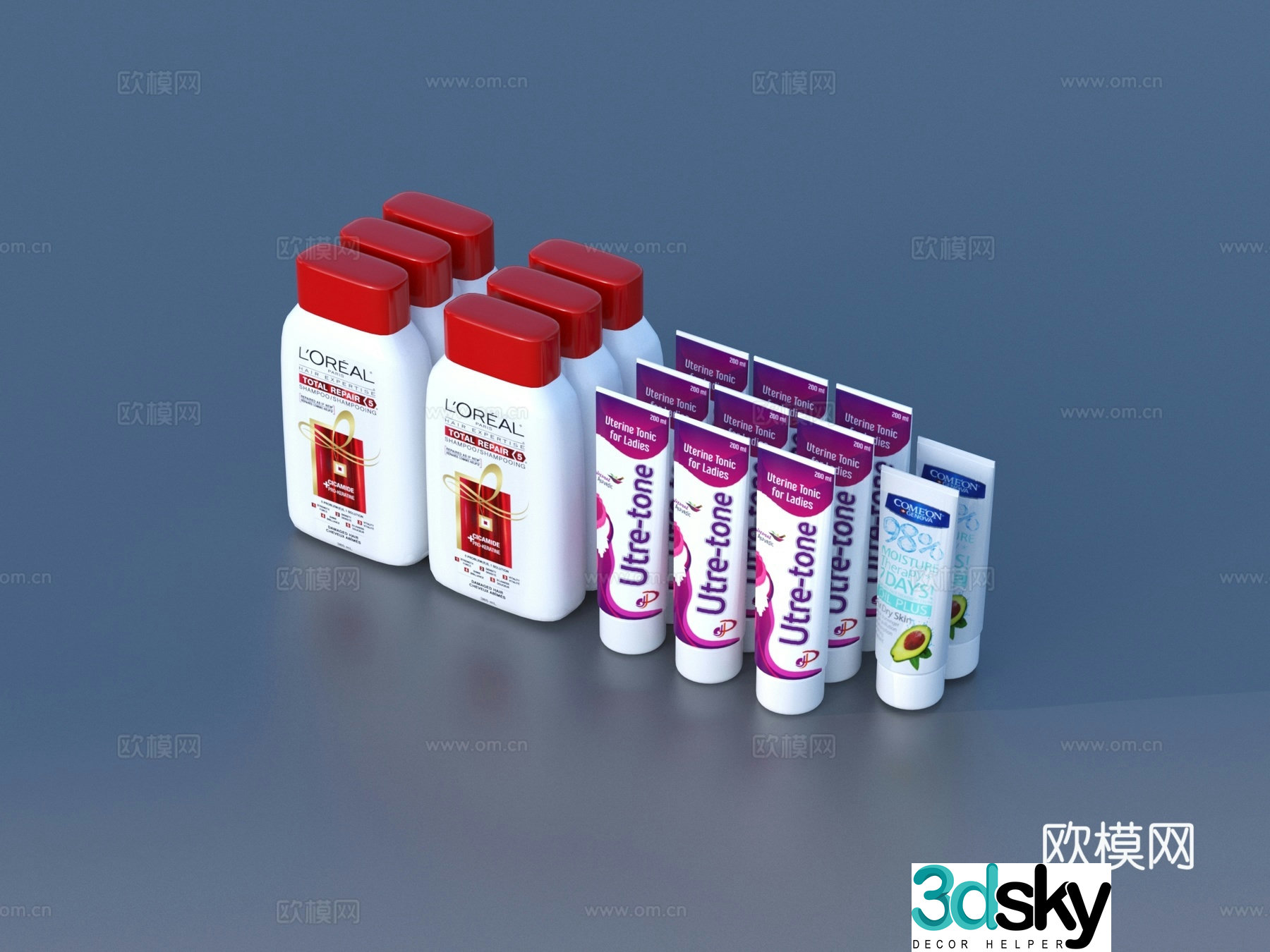 Cosmetics Shampoo Shower Wash Conditioner 3D Model