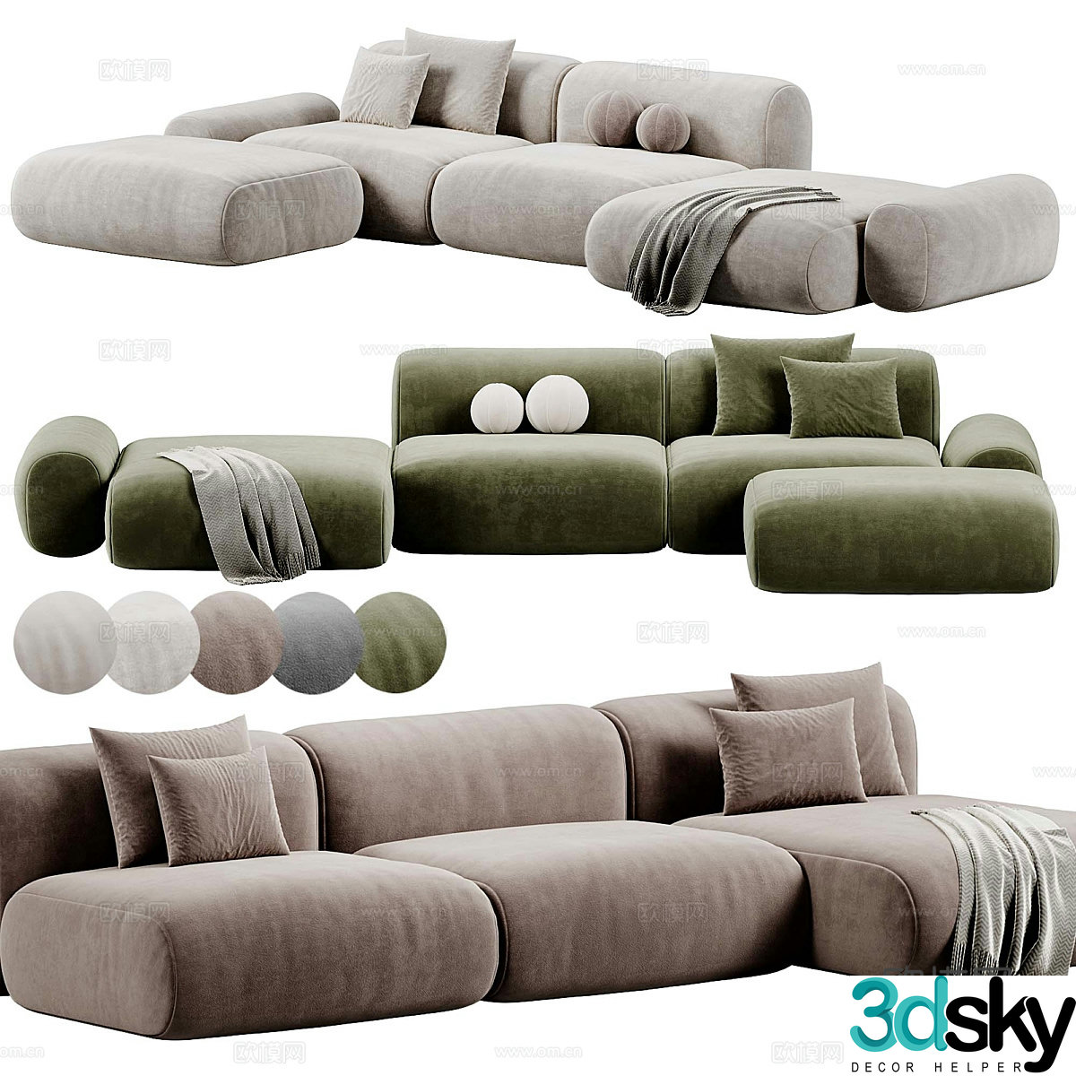 Modern sofa combination multi-person sofa 3d model