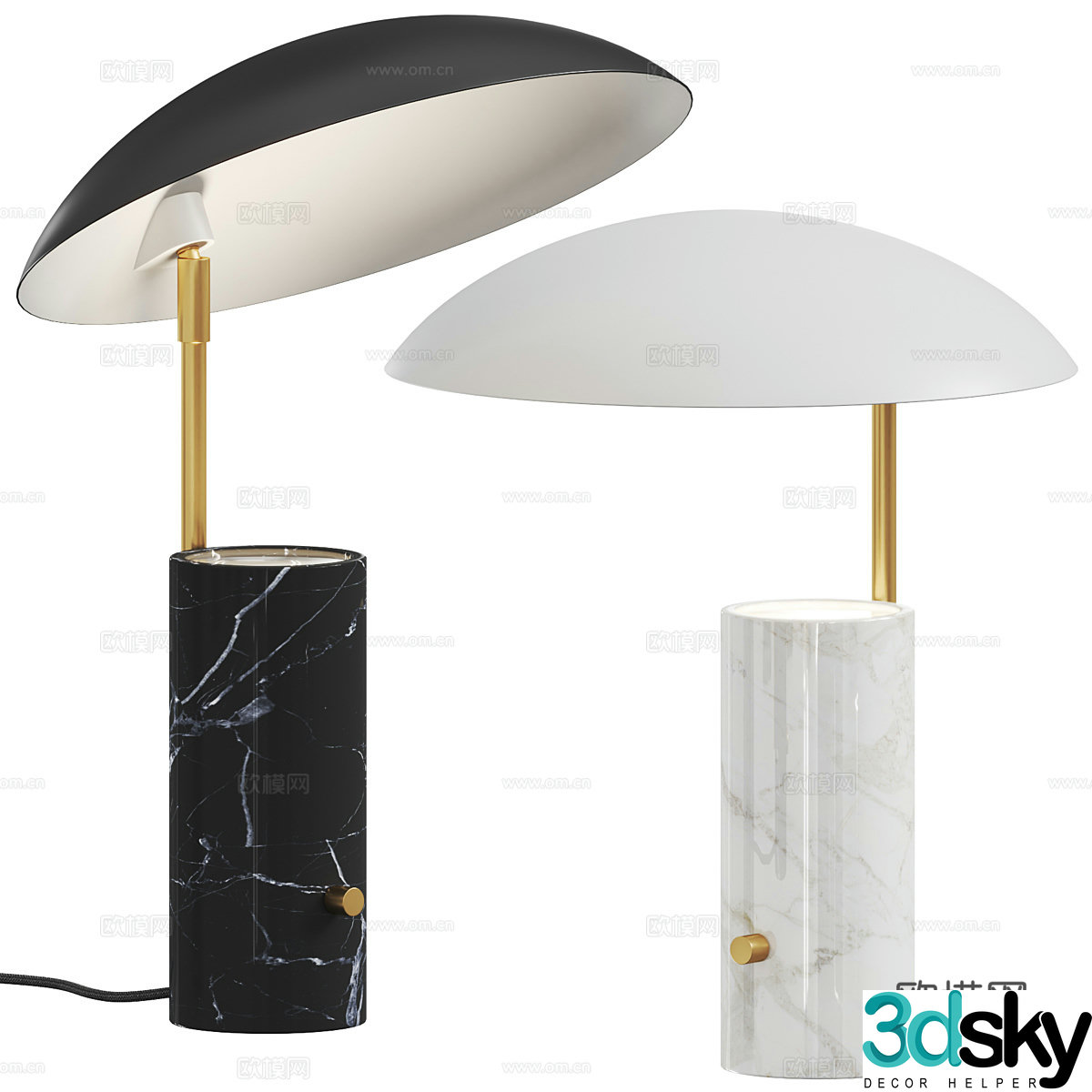 Modern stone metal table lamp 3d model