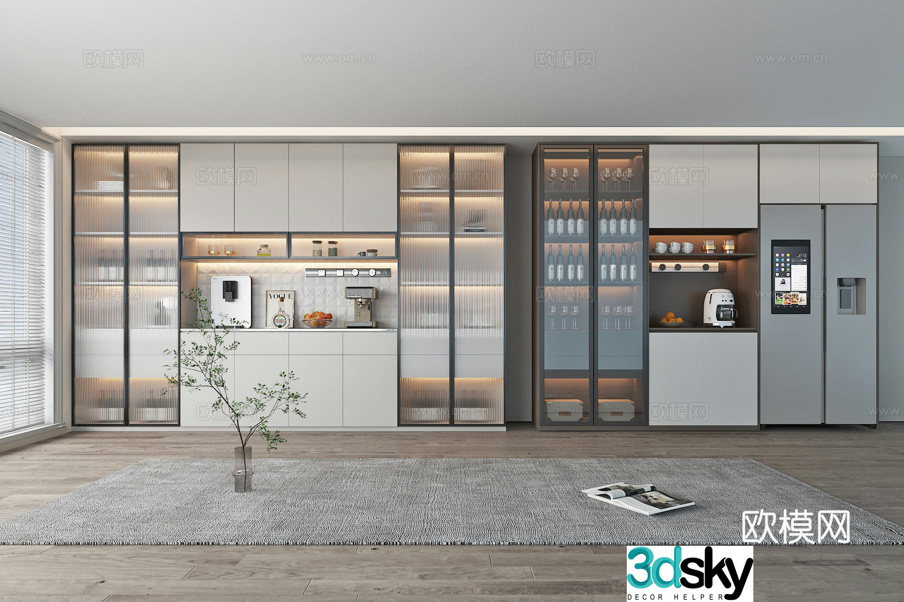 Modern sideboard wine cabinet restaurant cabinet 3d model