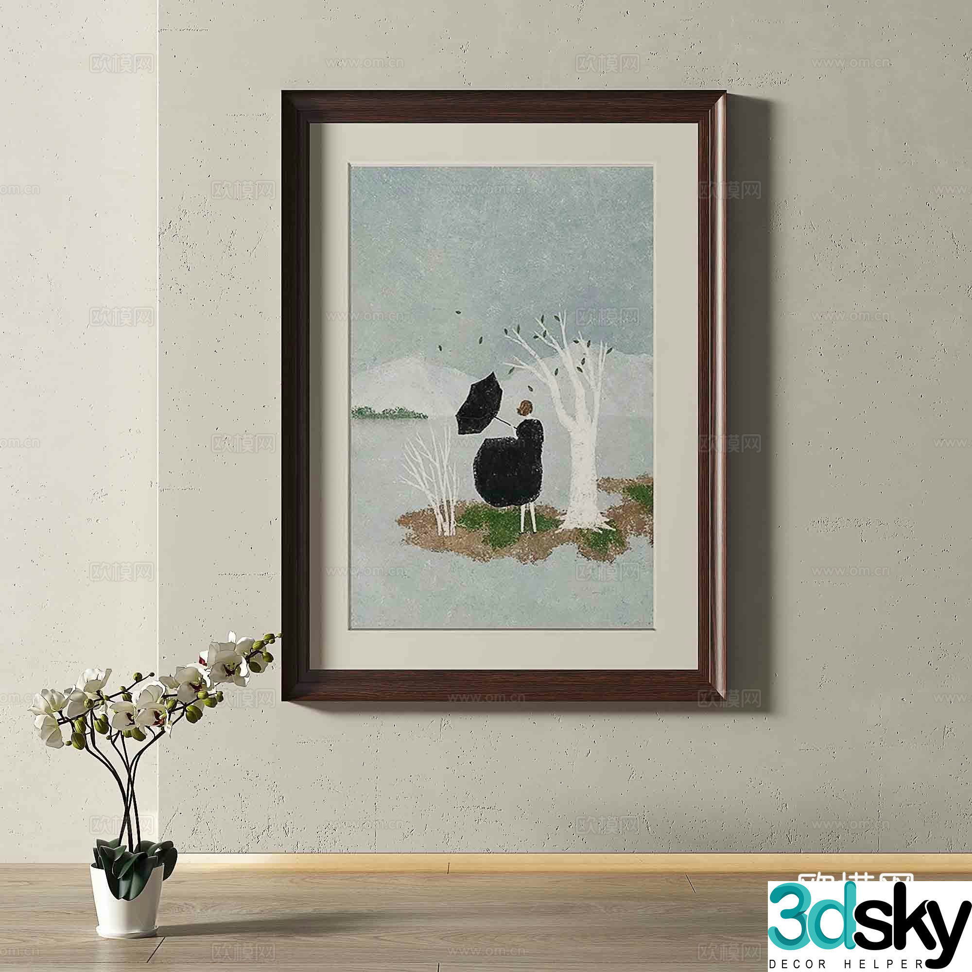 Modern European retro decorative painting 3d model