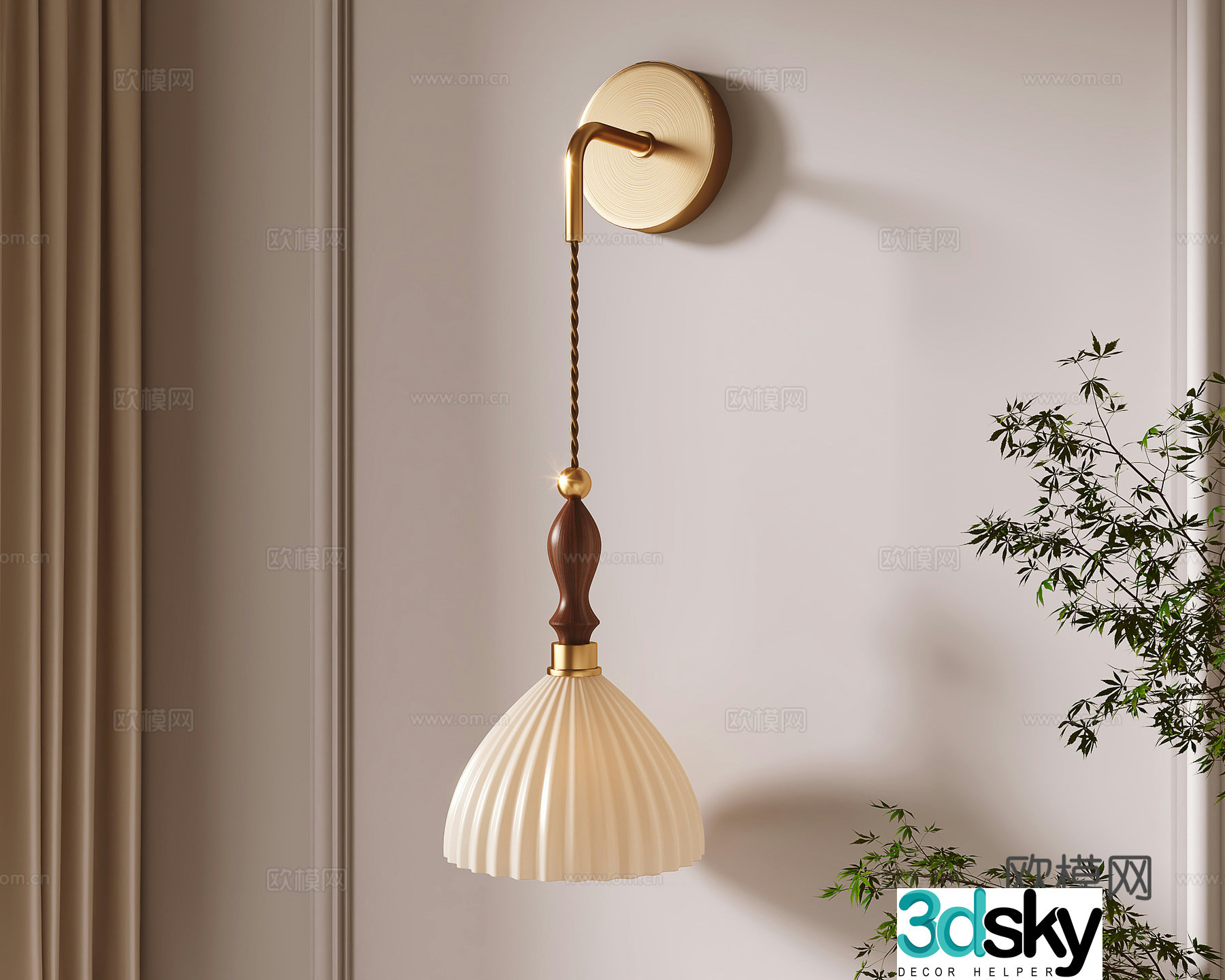 French retro wall light 3d model