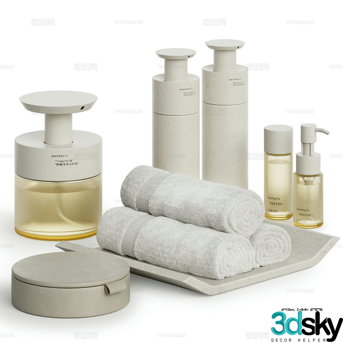Modern bathroom toiletries 3d model