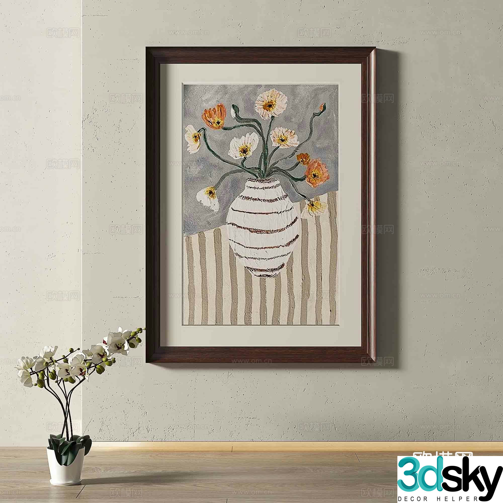 Modern European retro decorative painting 3d model