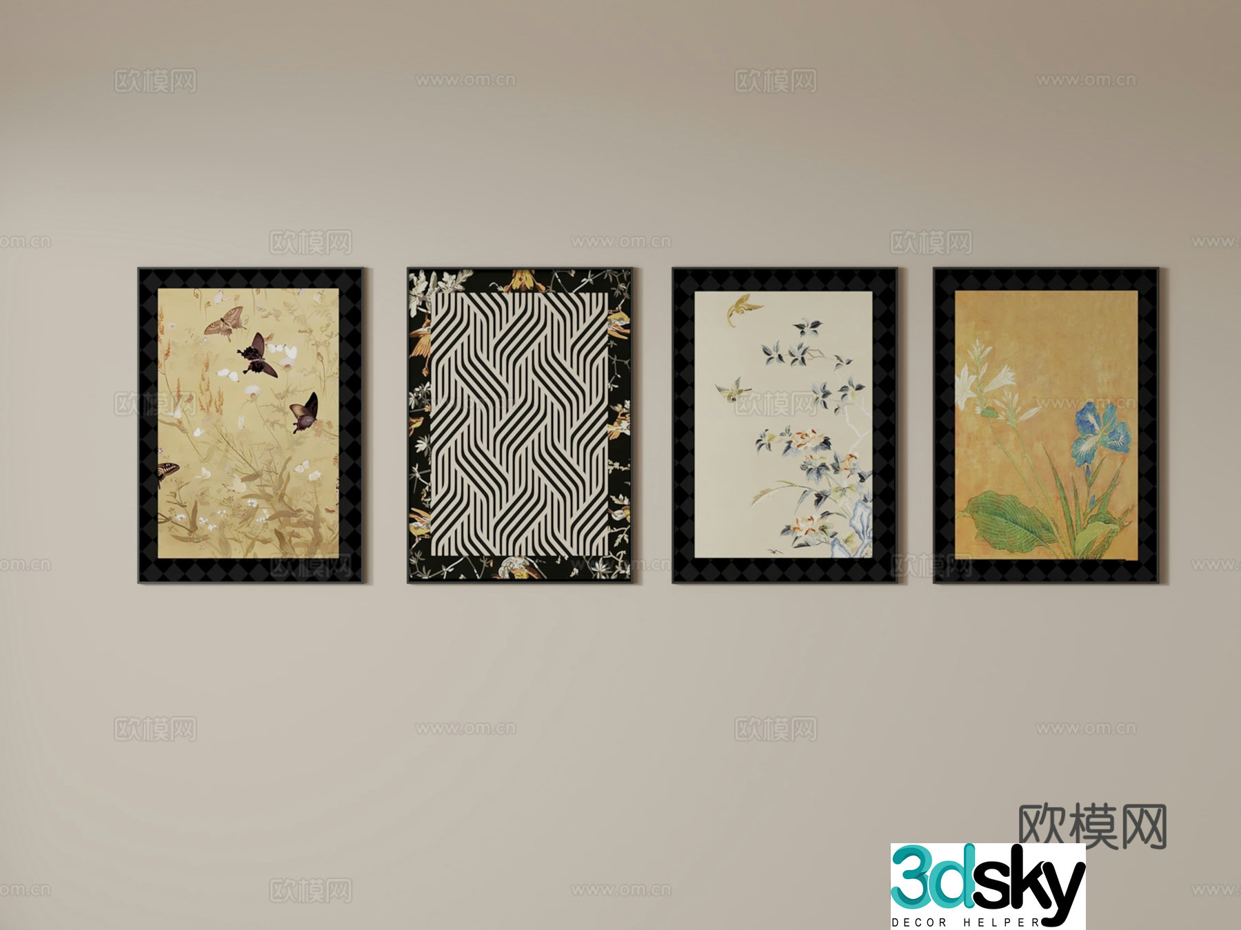 Rectangular retro hanging painting 3d model