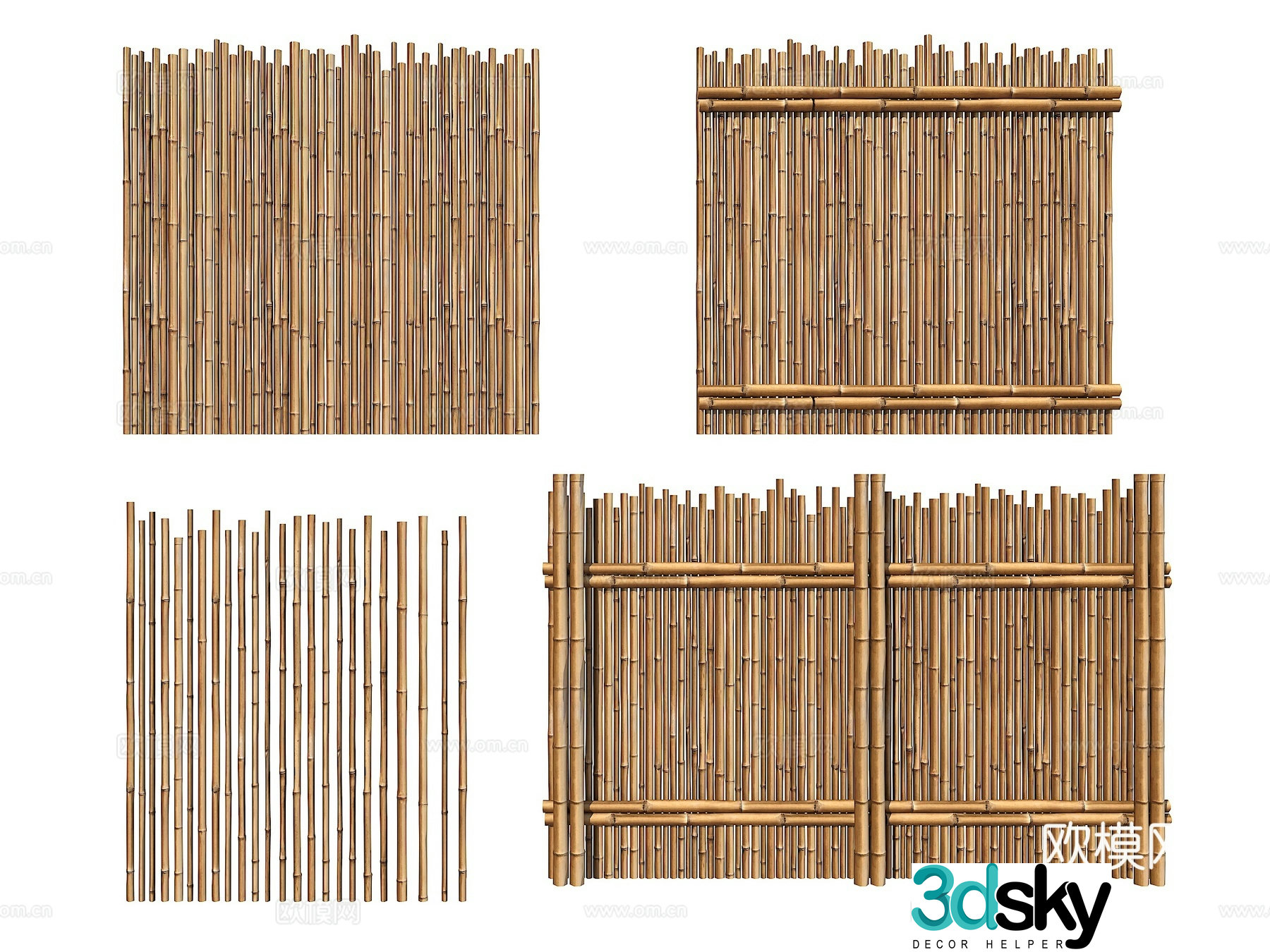 Chinese style bamboo fence bamboo fence partition courtyard wall modern bamboo fence bamboo fence 3d model
