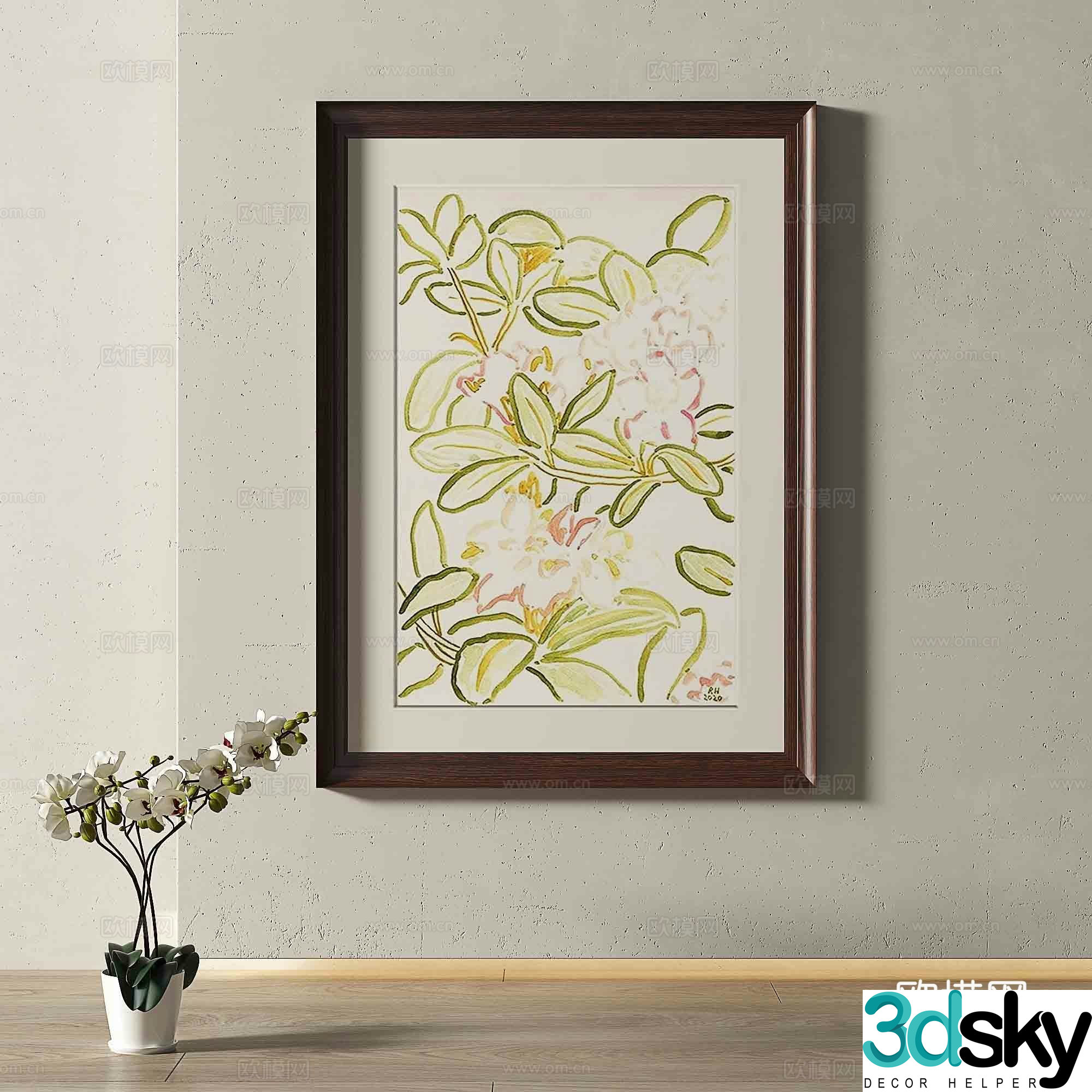 Modern European retro decorative painting 3d model