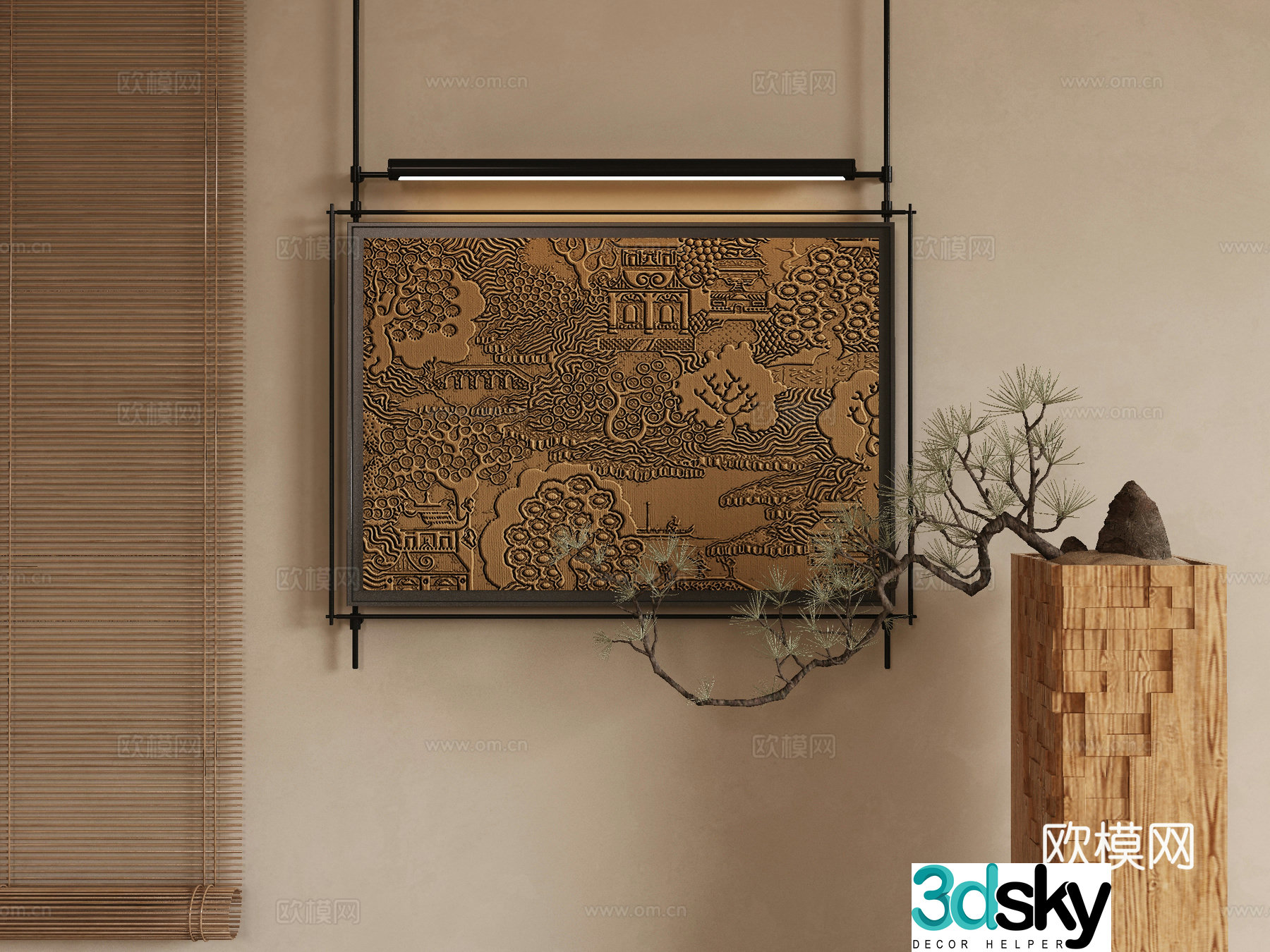 New Chinese style decorative painting 3D model