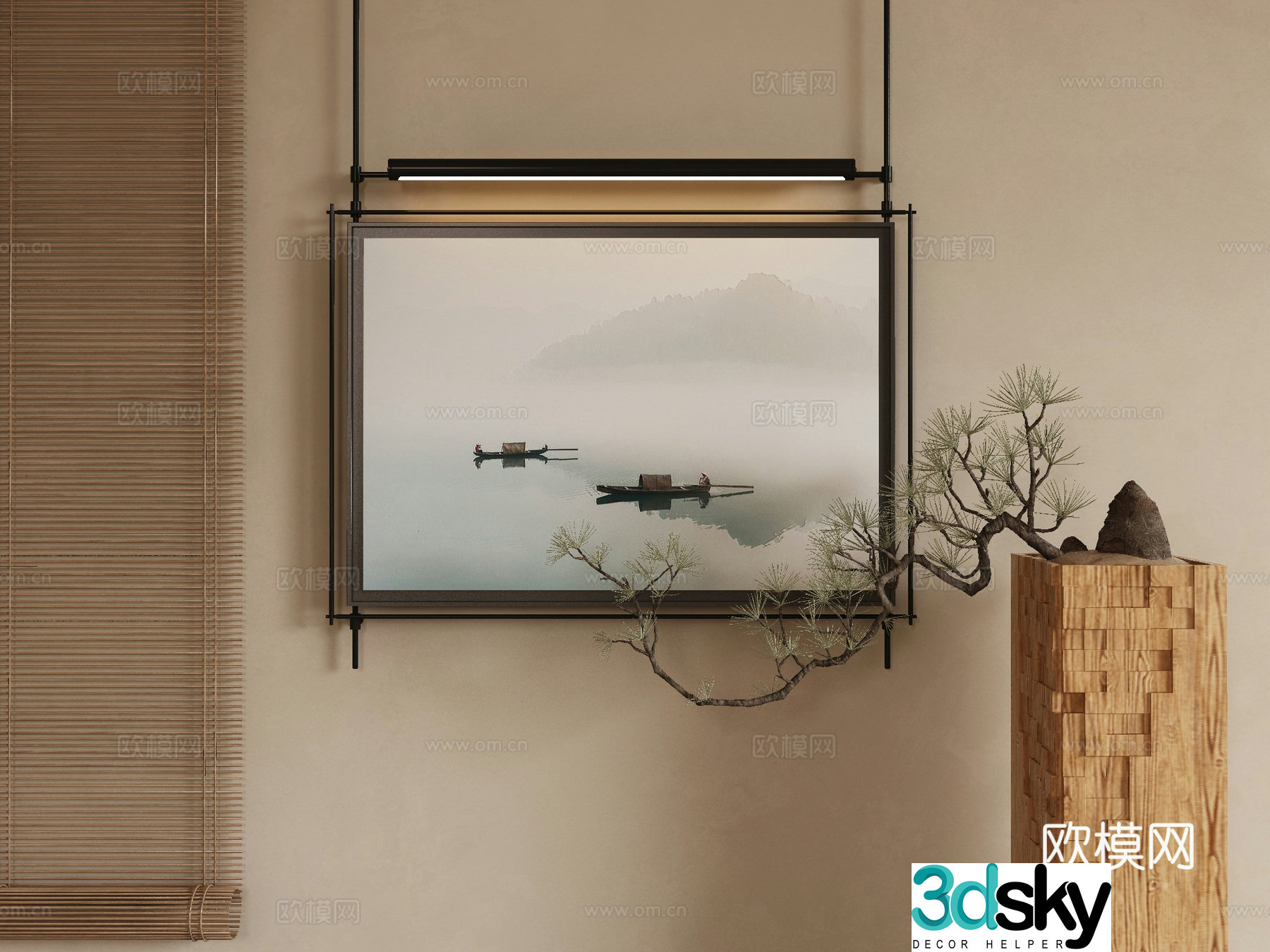New Chinese style decorative painting 3D model