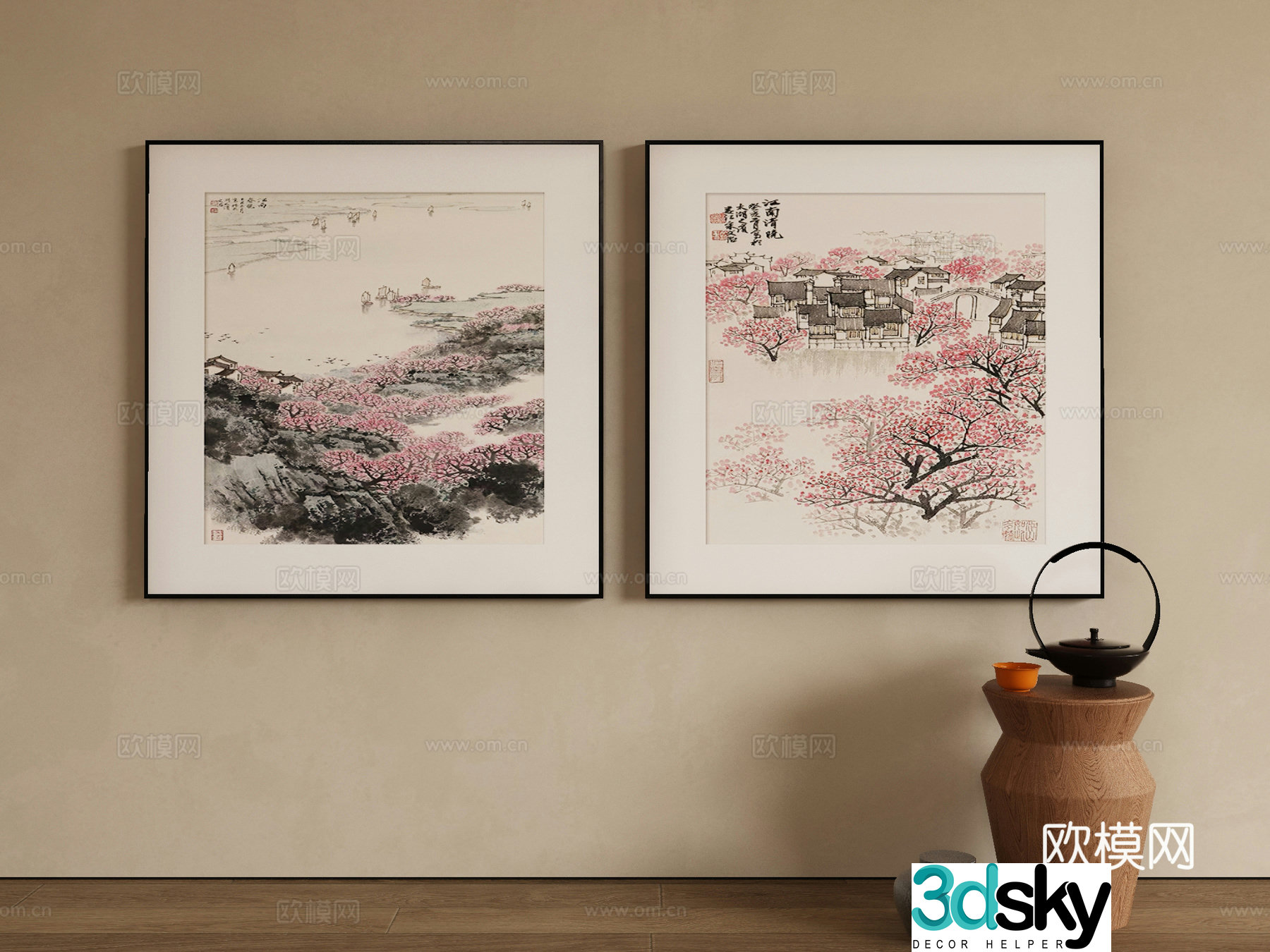 New Chinese style decorative painting 3D model