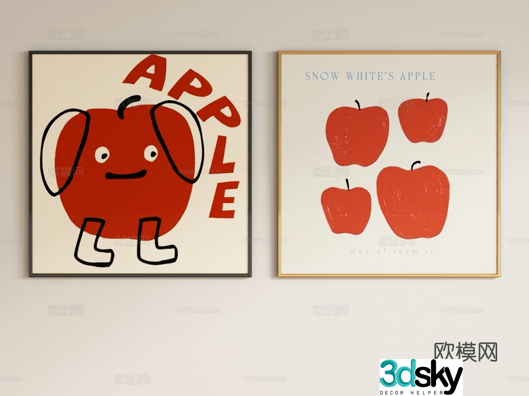 Modern cream style children’s decorative painting hanging painting 3d model