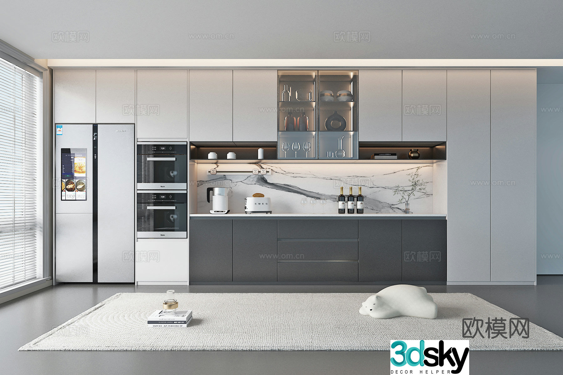 Modern sideboard wine cabinet restaurant cabinet 3d model