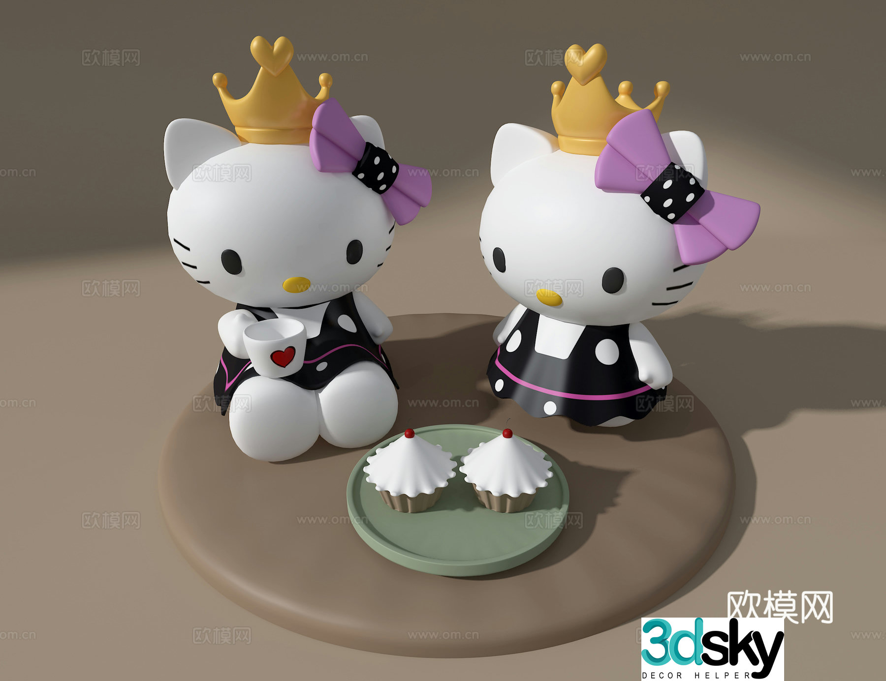 Kitty ornaments 3d model
