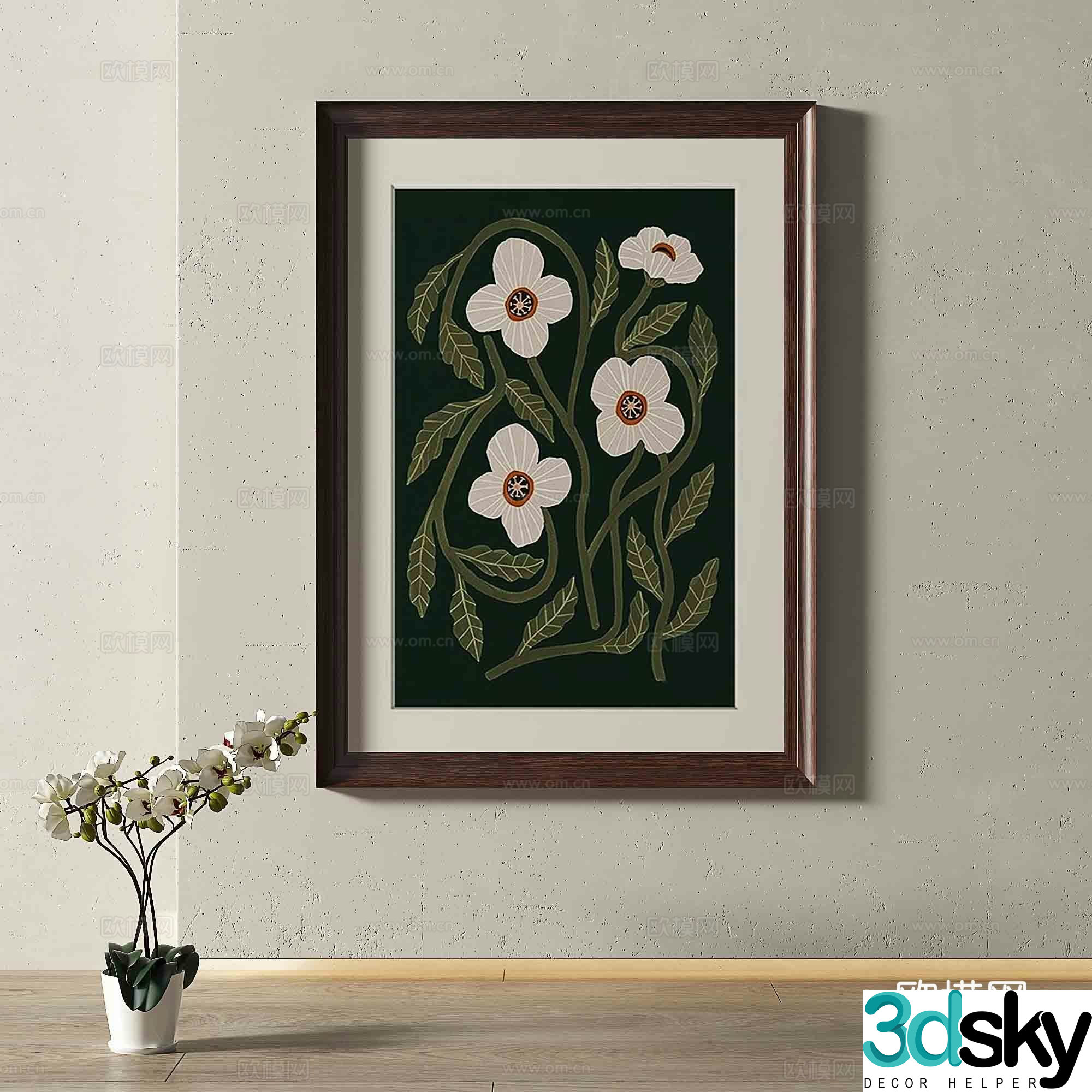 Modern European retro simple decorative painting 3d model
