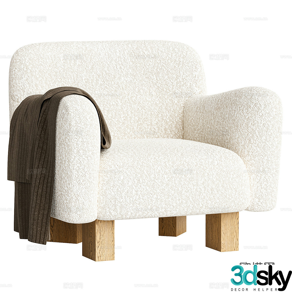 Modern cream style leisure chair 3d model