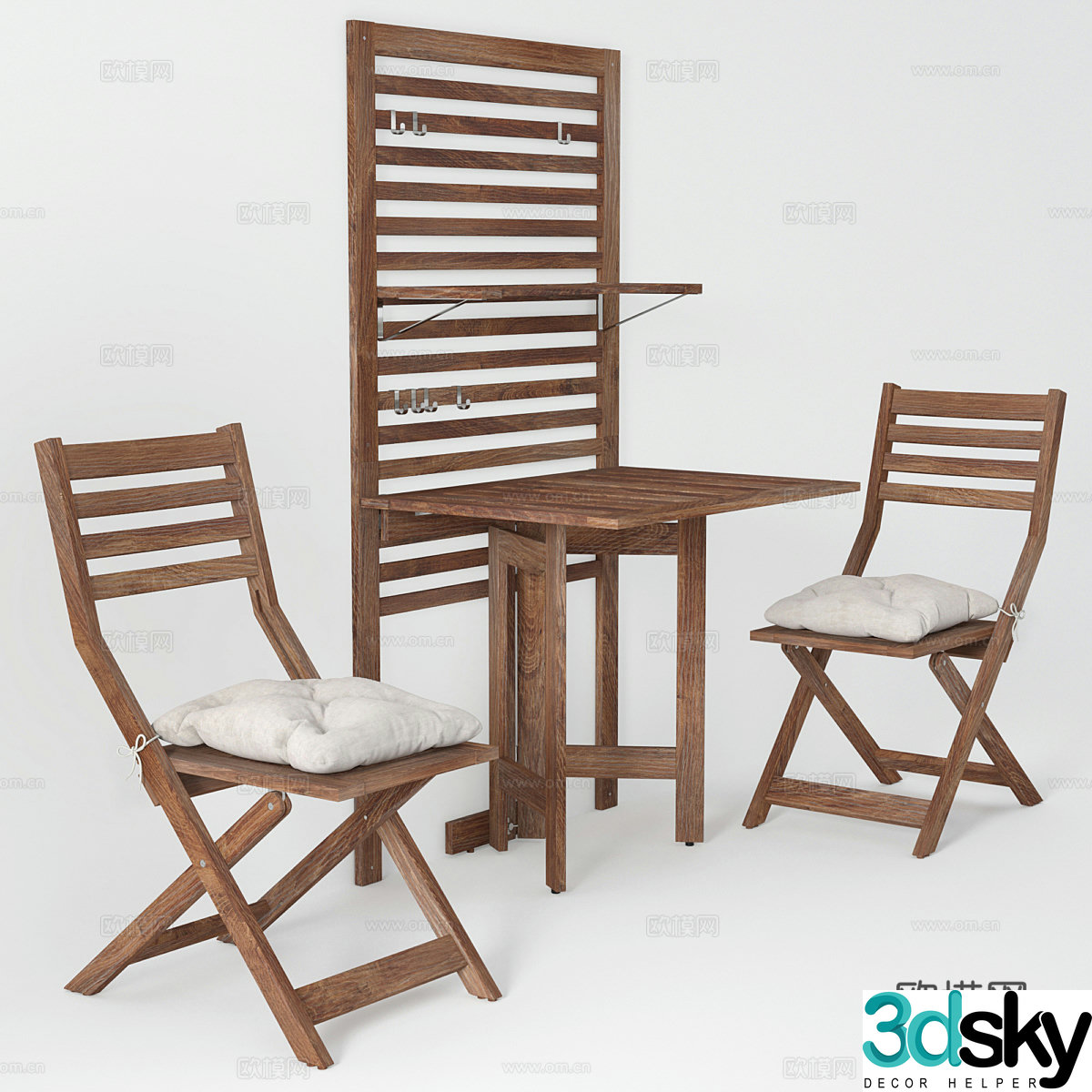 New Chinese style casual table and chairs coffee table and chair 3D model